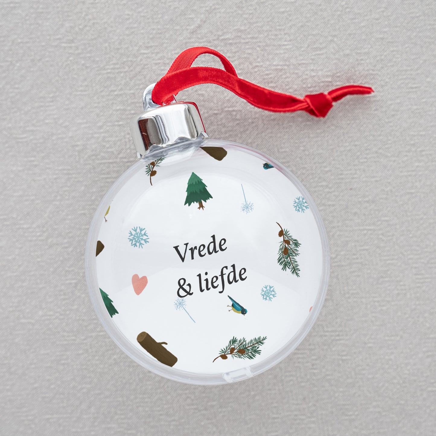 Kerstbal Eindejaar Ronde Kerstbal met sparrentak foto N° 2