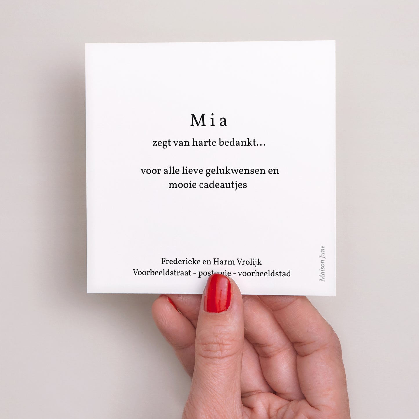 Bedankkaart Geboorte Vierkant Miss Lucky Charms foto N° 3