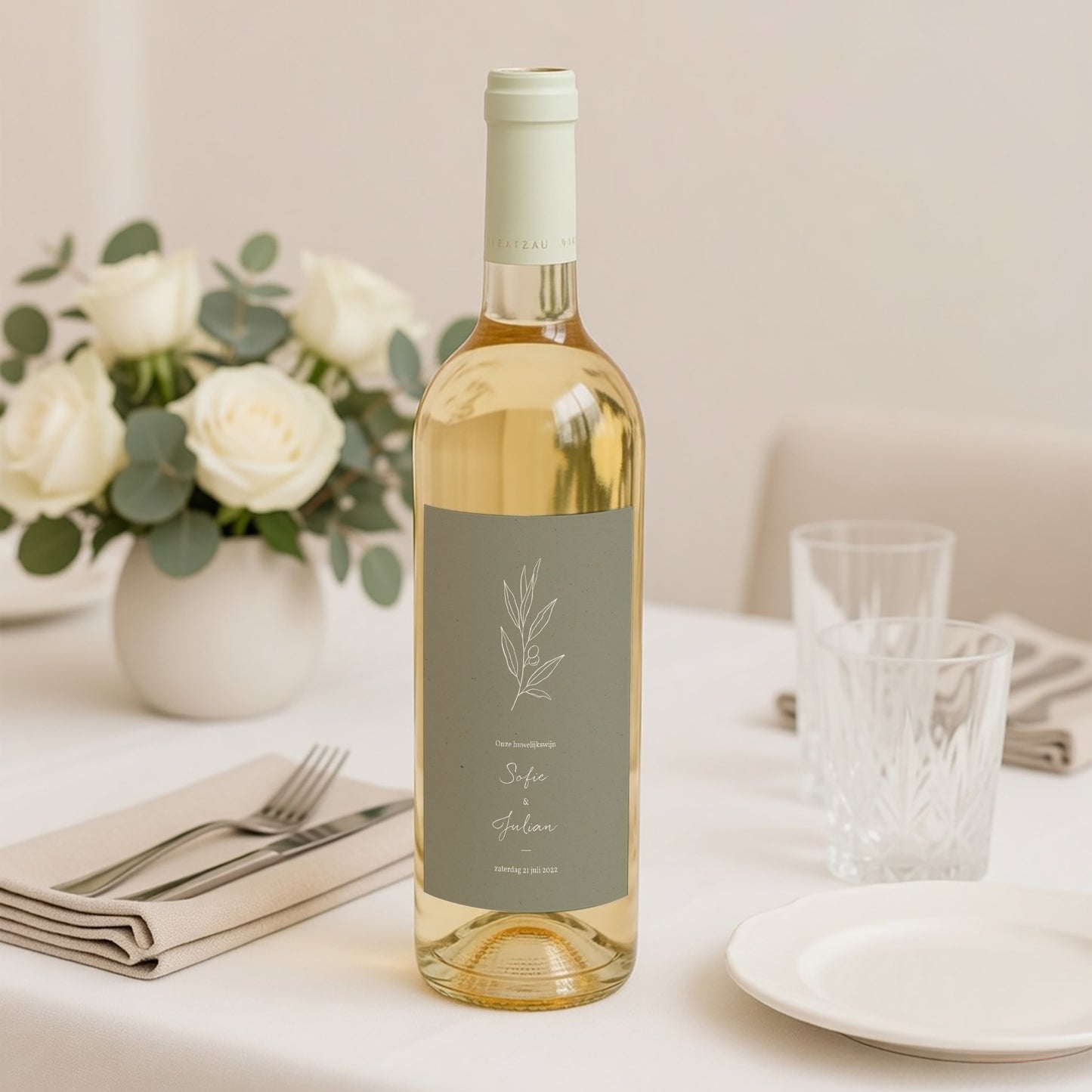 Flesetiket Huwelijk Portret Olivier papiertextuur foto N° 2