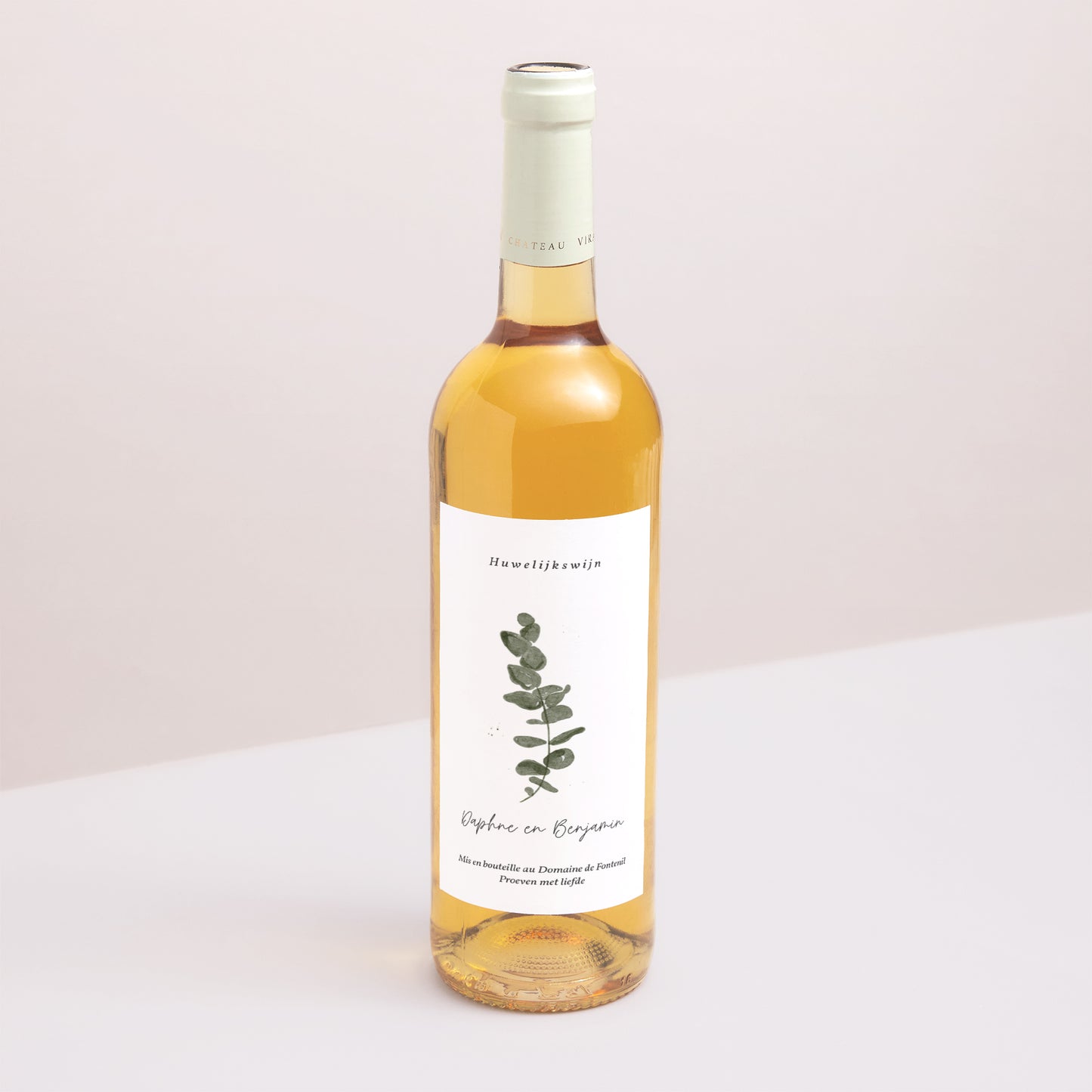 Flesetiket Huwelijk Portret Eucalyptus aquarel foto N° 1