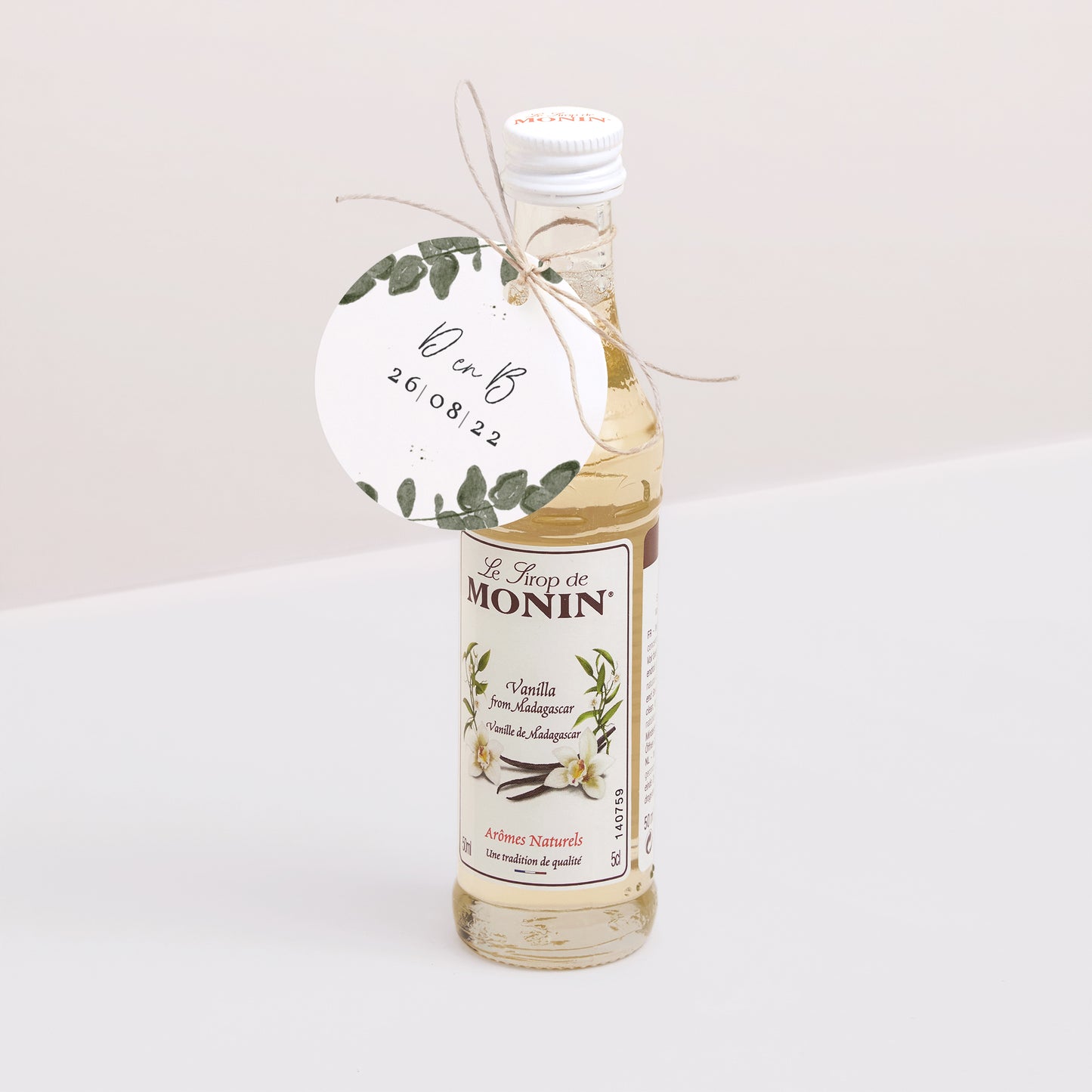 Cadeaulabel Huwelijk Ronde Eucalyptus aquarel foto N° 3