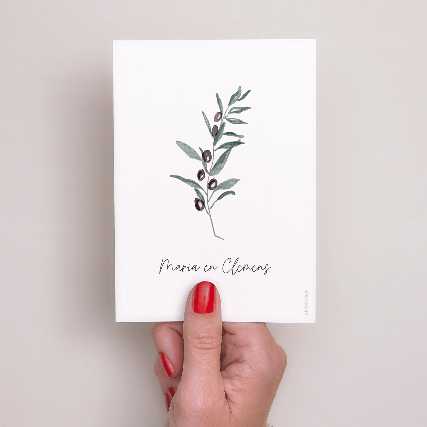 RSVP kaart Huwelijk Portret Aquarel Olivier foto N° 3