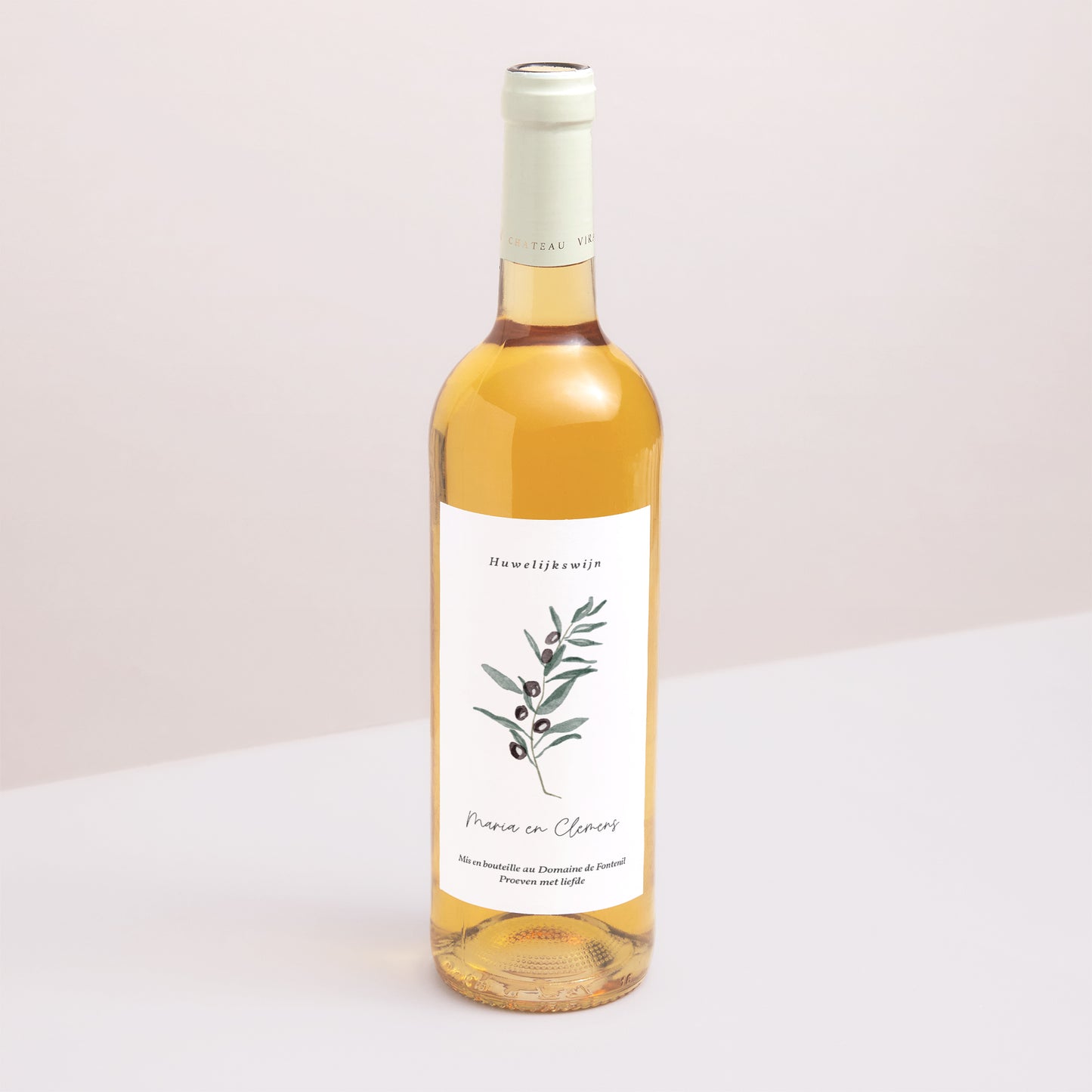 Flesetiket Huwelijk Portret Aquarel Olivier foto N° 1