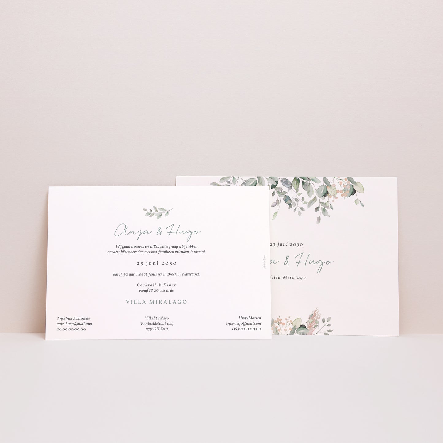 Uitnodigingskaart Huwelijk Landschap Pastel bloemen foto N° 3