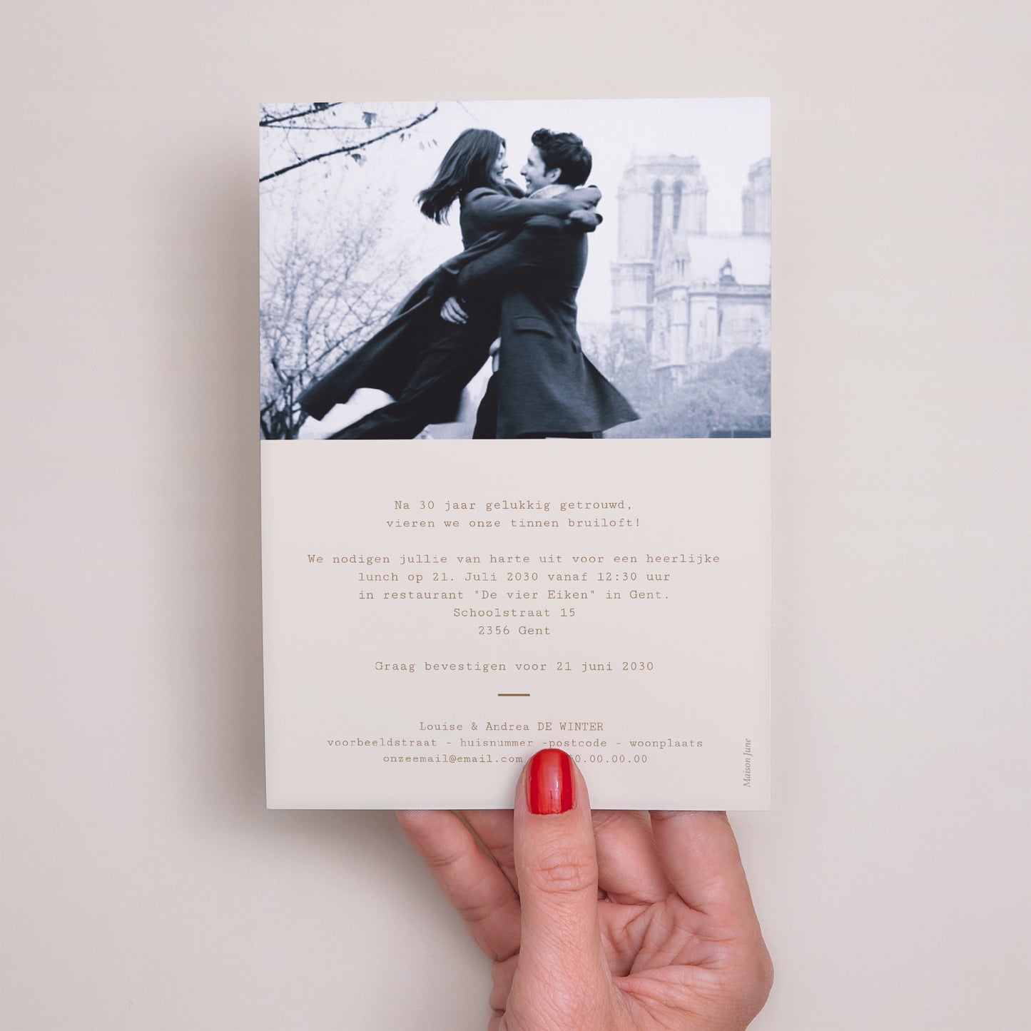 Uitnodigingen Huwelijksverjaardag Bloemenschim II - Pioenroos foto N° 3