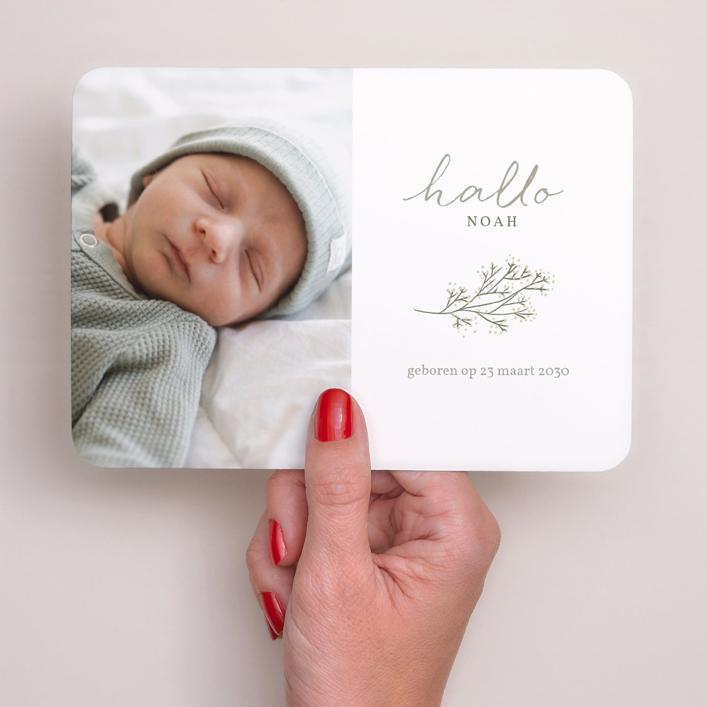 Uitnodigingskaart Geboorte Landschap, afgeronde randen Hallo, kleine streng foto N° 3