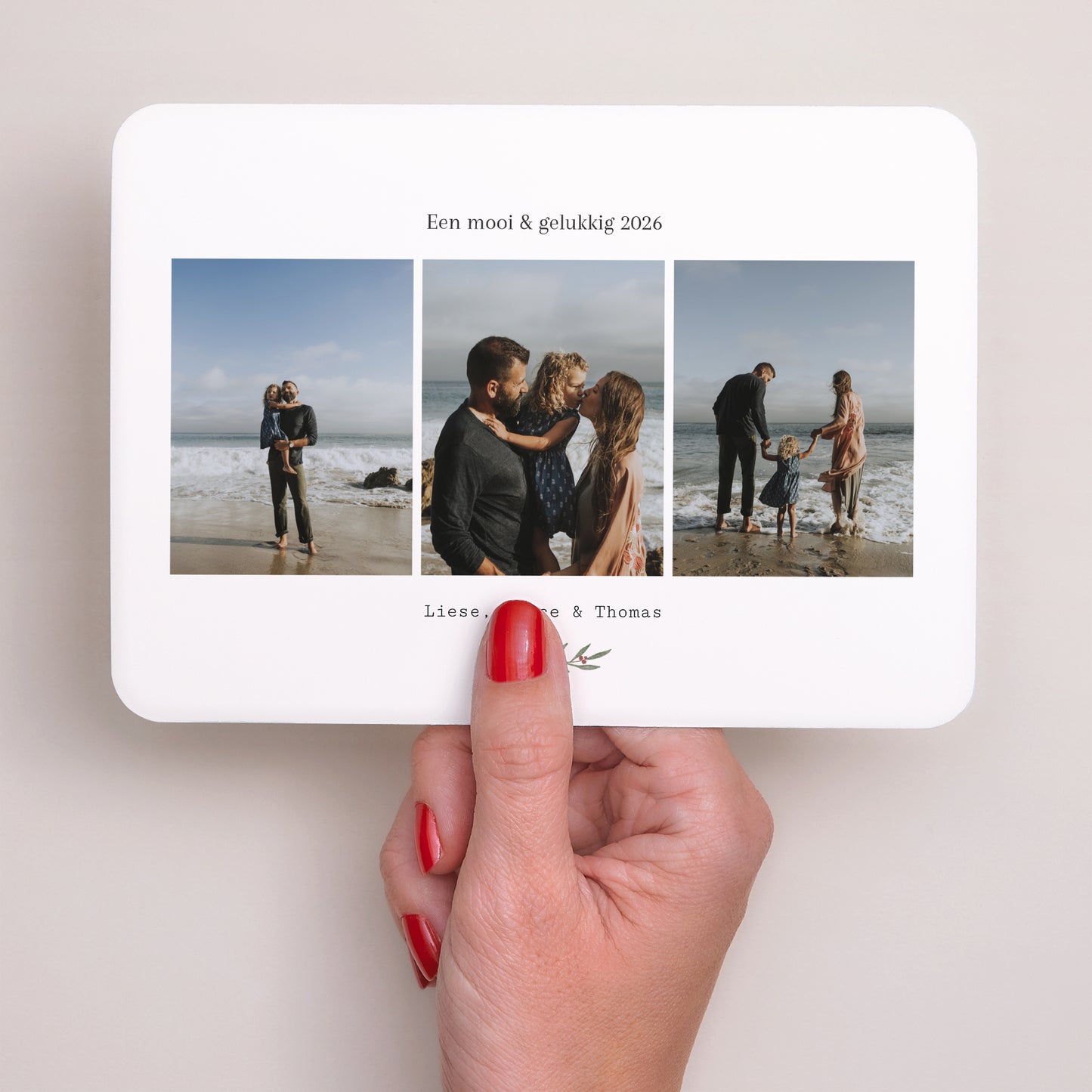 Wenskaart Eindejaar Landschap, afgeronde randen Drie Wensen foto N° 3