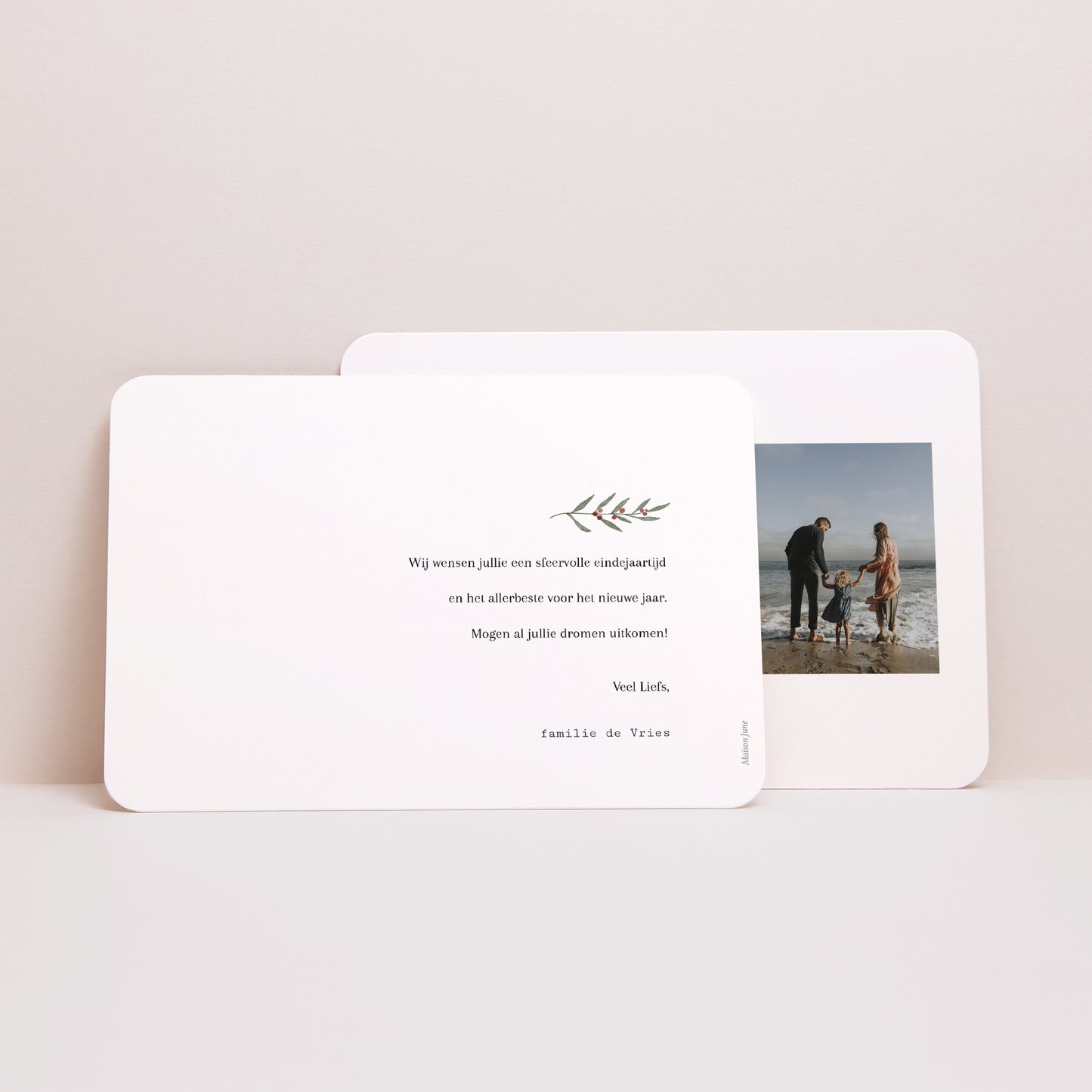 Wenskaart Eindejaar Landschap, afgeronde randen Drie Wensen foto N° 3