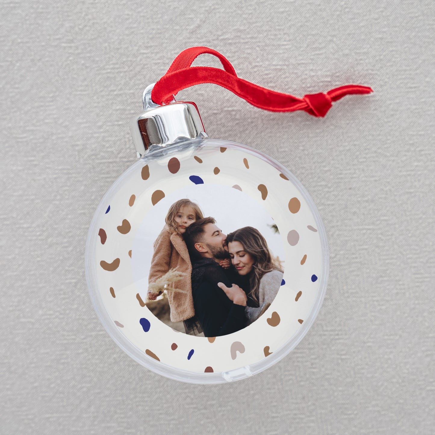 Kerstbal Eindejaar Ronde Decoratieve kiezels & gouden rand foto N° 2