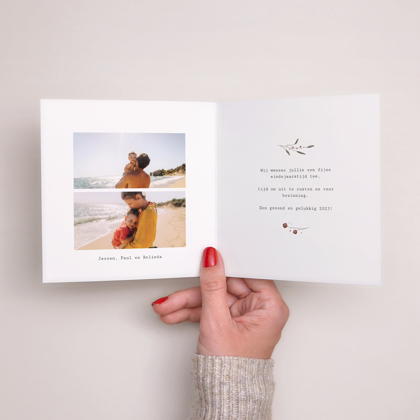 Kerstkaart Eindejaar Dubbel vierluik Kerstmis Kroon V foto N° 2