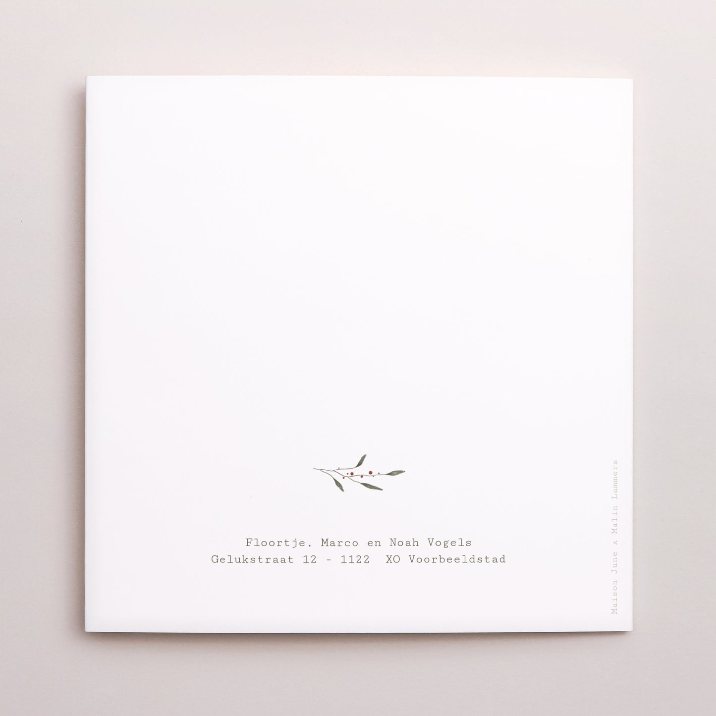 Kerstkaart Eindejaar Dubbel vierluik Kruiden- en bloemenkrans foto N° 3