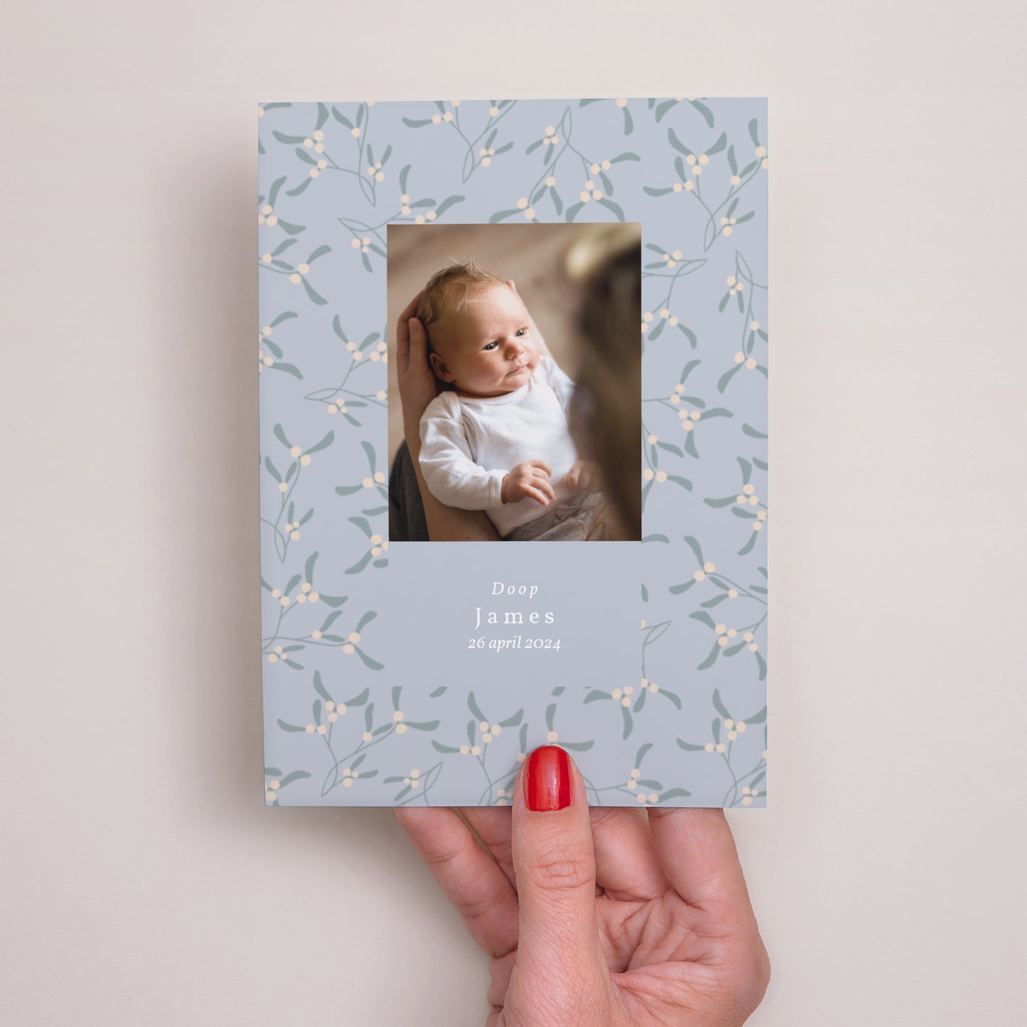 Uitnodigingskaart Doop Winter, jongen foto N° 2