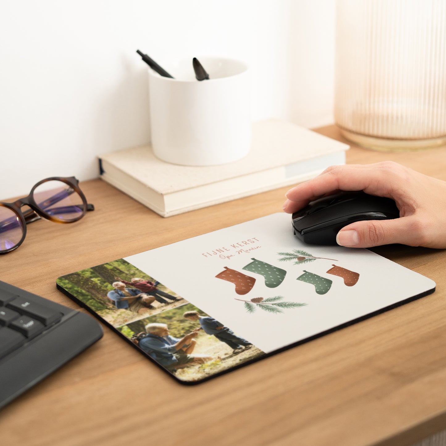 Muismat Eindejaar Rechthoek Kerstboomtakken foto N° 2