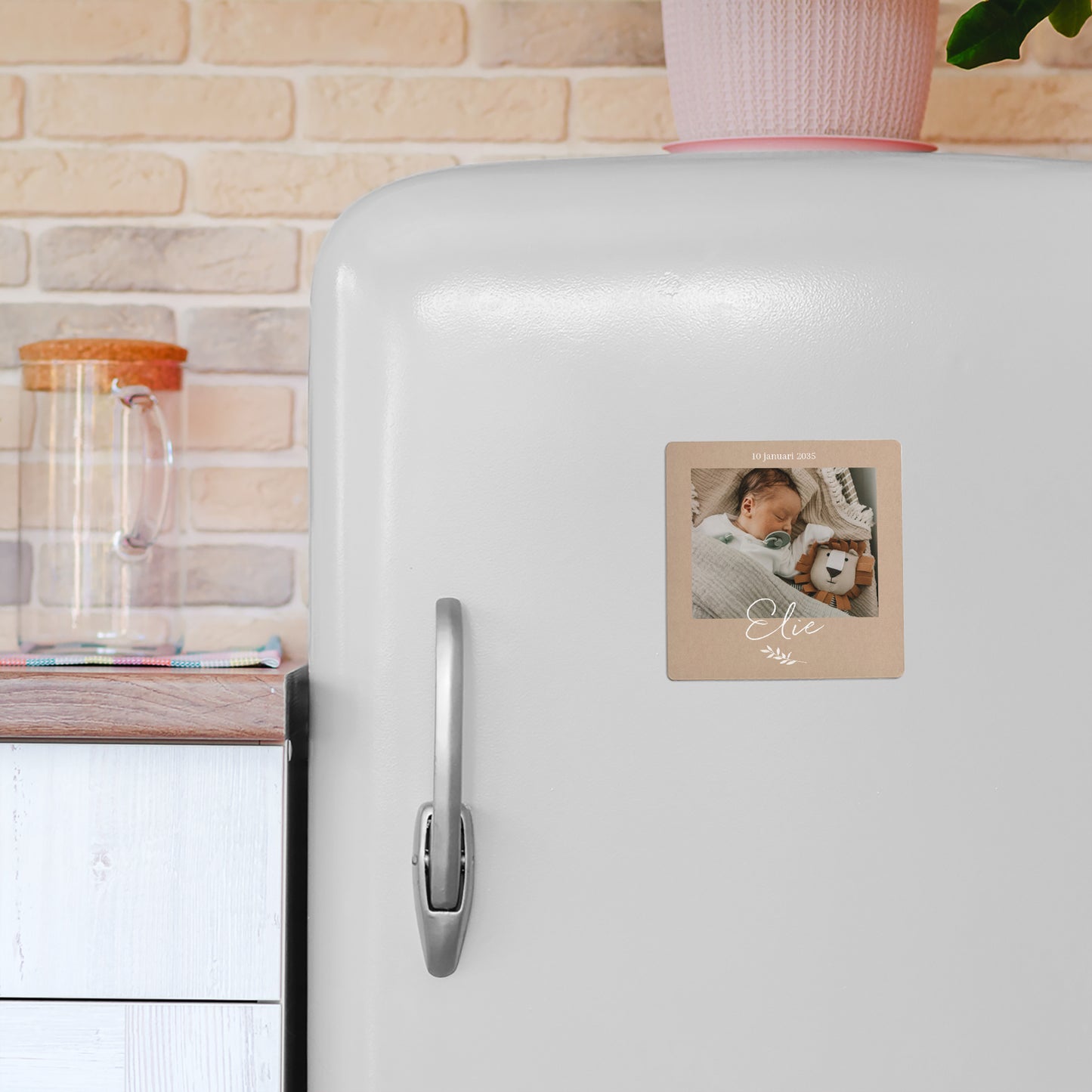 Bedankkaart Geboorte Set van 9, magnetisch. Natuurlijk kraftportret foto N° 4