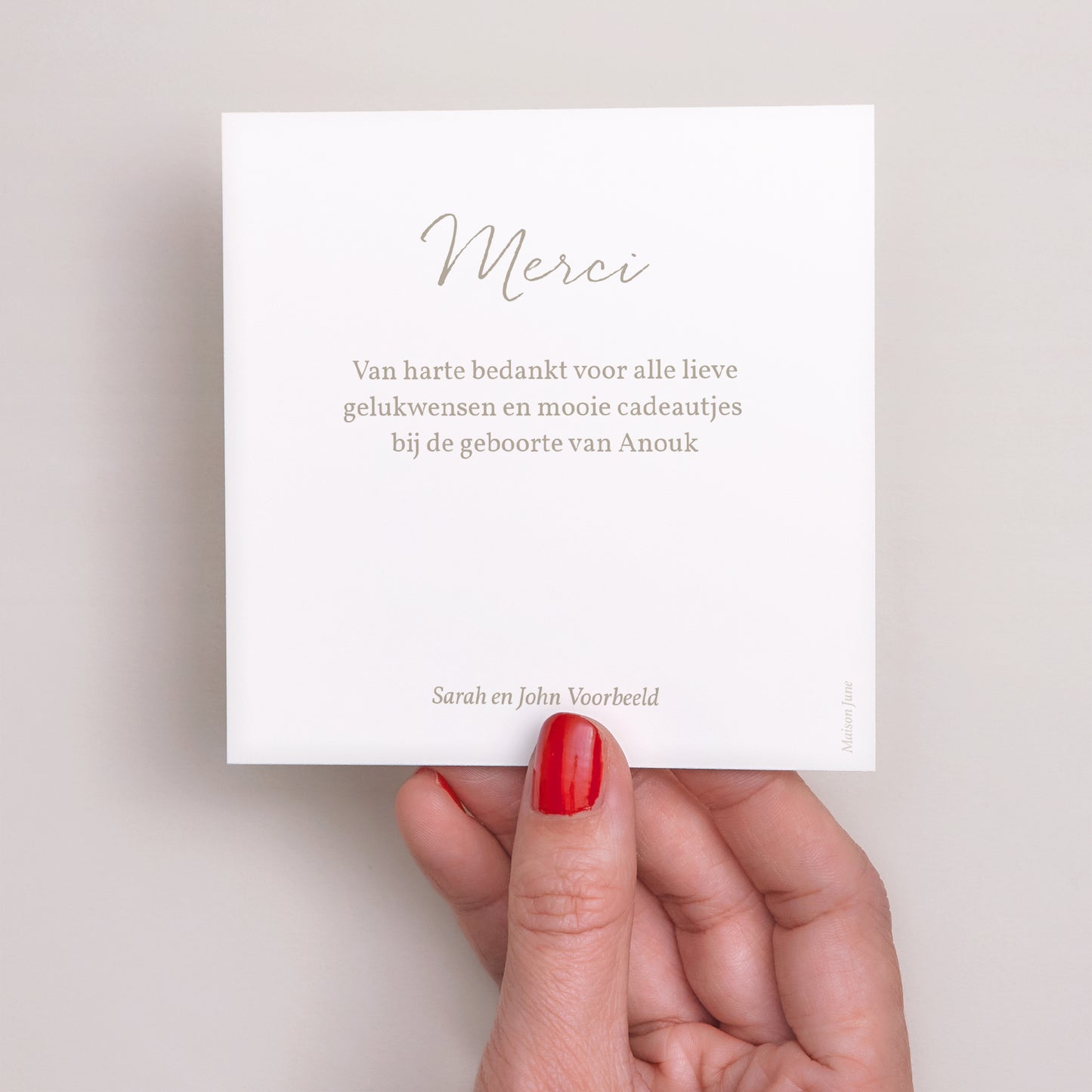 Bedankkaart Geboorte Vierkant Kraftkrans foto N° 3