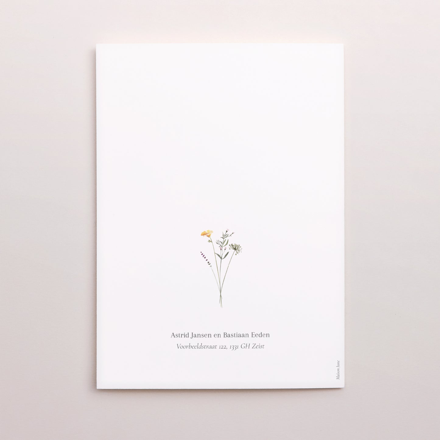 Uitnodigingskaart Huwelijk Portret dubbele vouw Kleine bloemenkrans foto N° 3