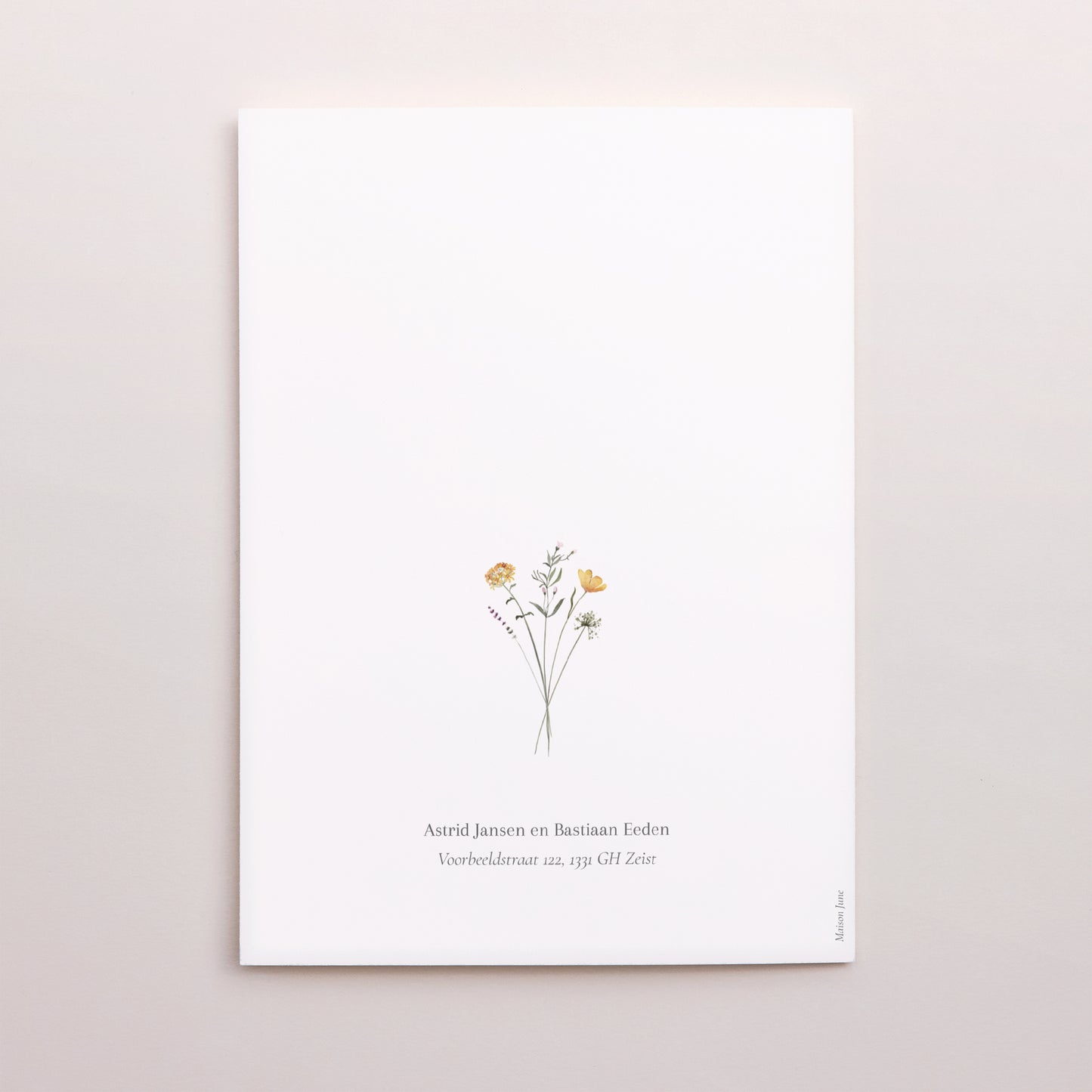 Bedankkaart Huwelijk Portret dubbele vouw Kleine bloemenkrans foto N° 3