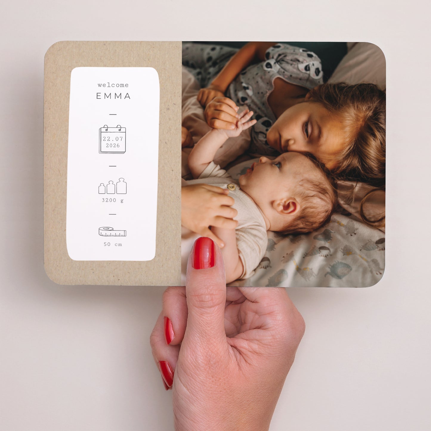 Uitnodigingskaart Geboorte Landschap, afgeronde randen Kraft Pictos foto N° 3