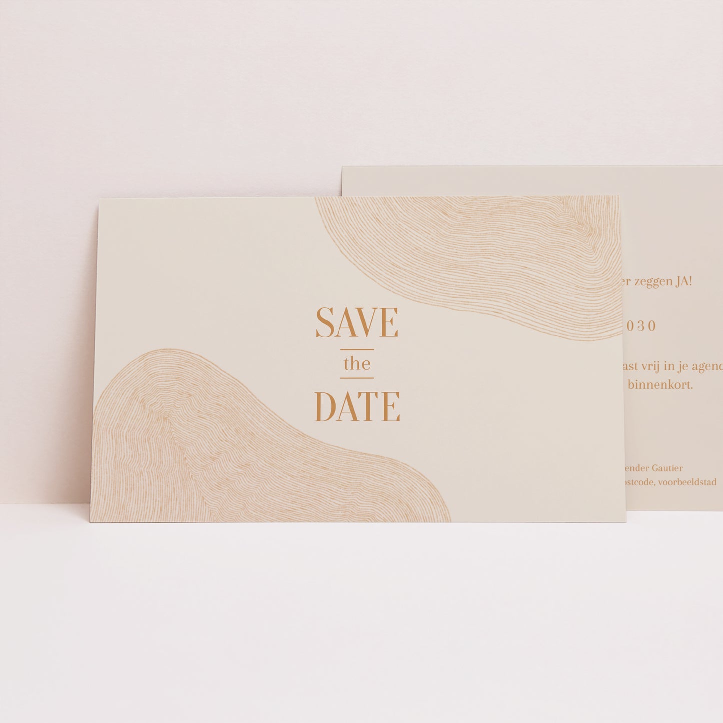 Save the date kaart Huwelijk Landschap Okerkleuren foto N° 1