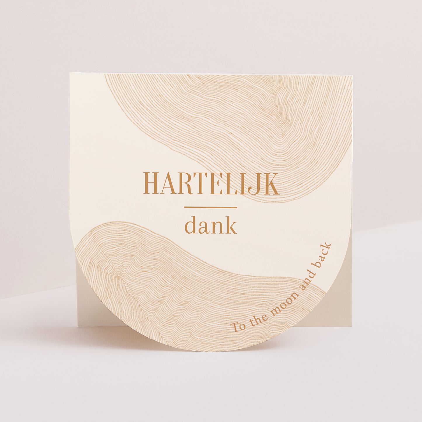 Bedankkaart Huwelijk Dubbele vierkante vouwwaaier halvemaan. Okerkleuren foto N° 1