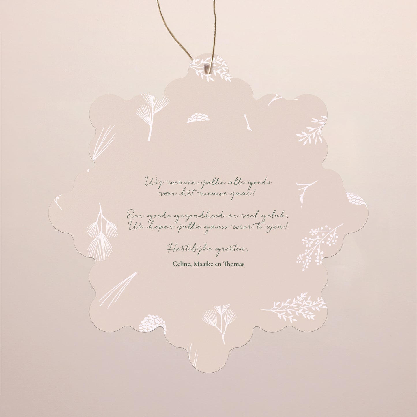 Kerstkaart Eindejaar Sneeuwvlok om op te hangen Tedere kerst foto N° 2