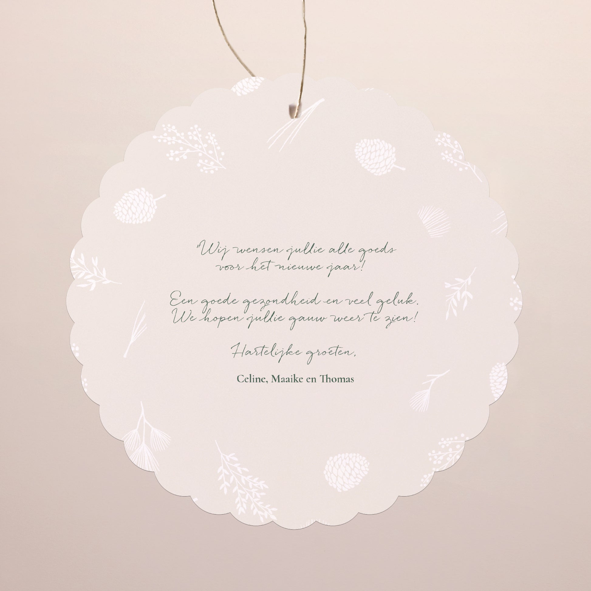 Kerstkaart Eindejaar Om op te hangen. Tedere kerst foto N° 2