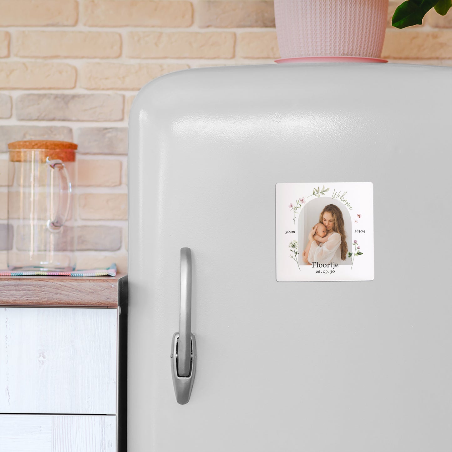 Uitnodigingskaart Geboorte Set van 9, magnetisch. Bloemenkinderen foto N° 4