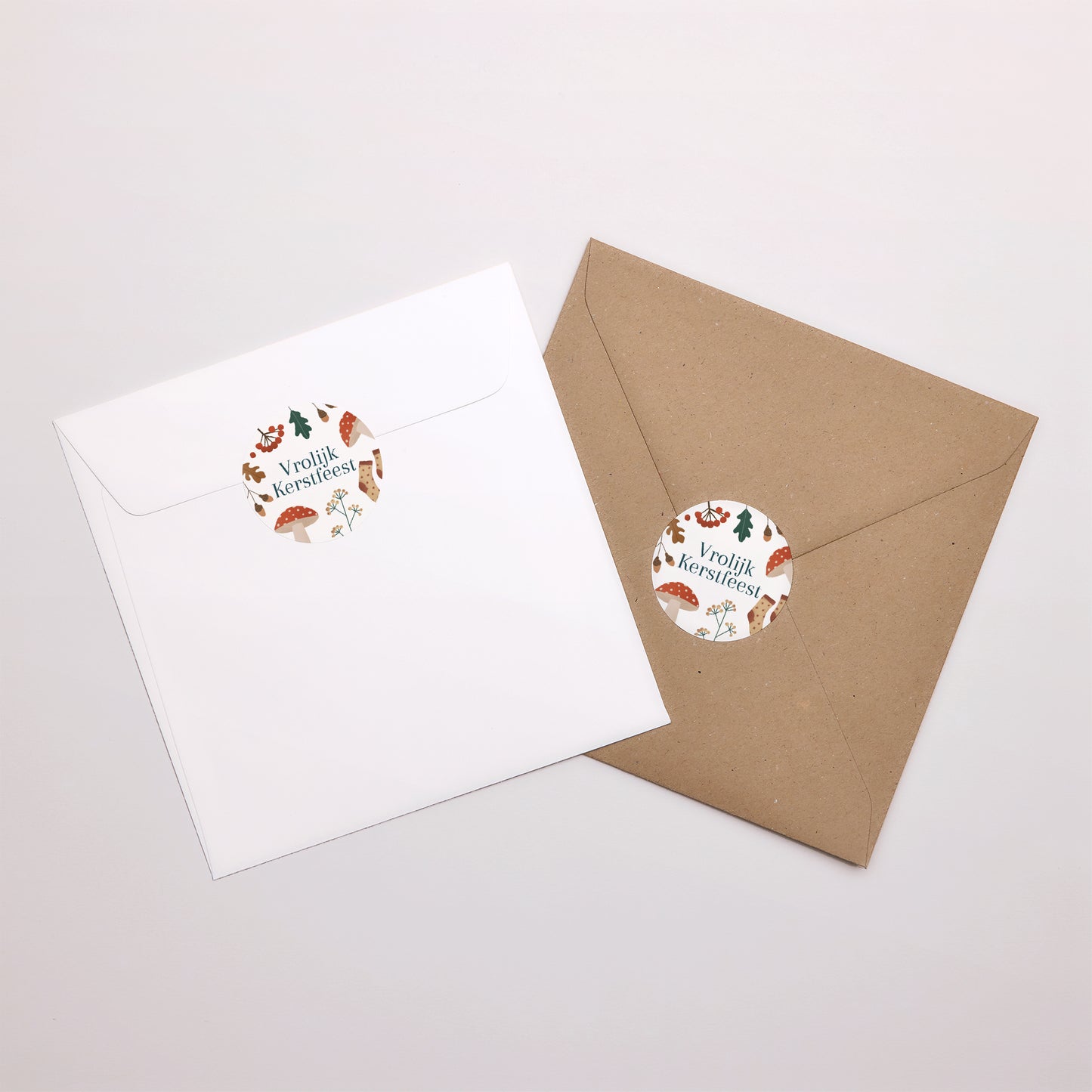 Sticker Eindejaar Cirkel vrolijk kerstfeest, eik, paddenstoelen foto N° 3