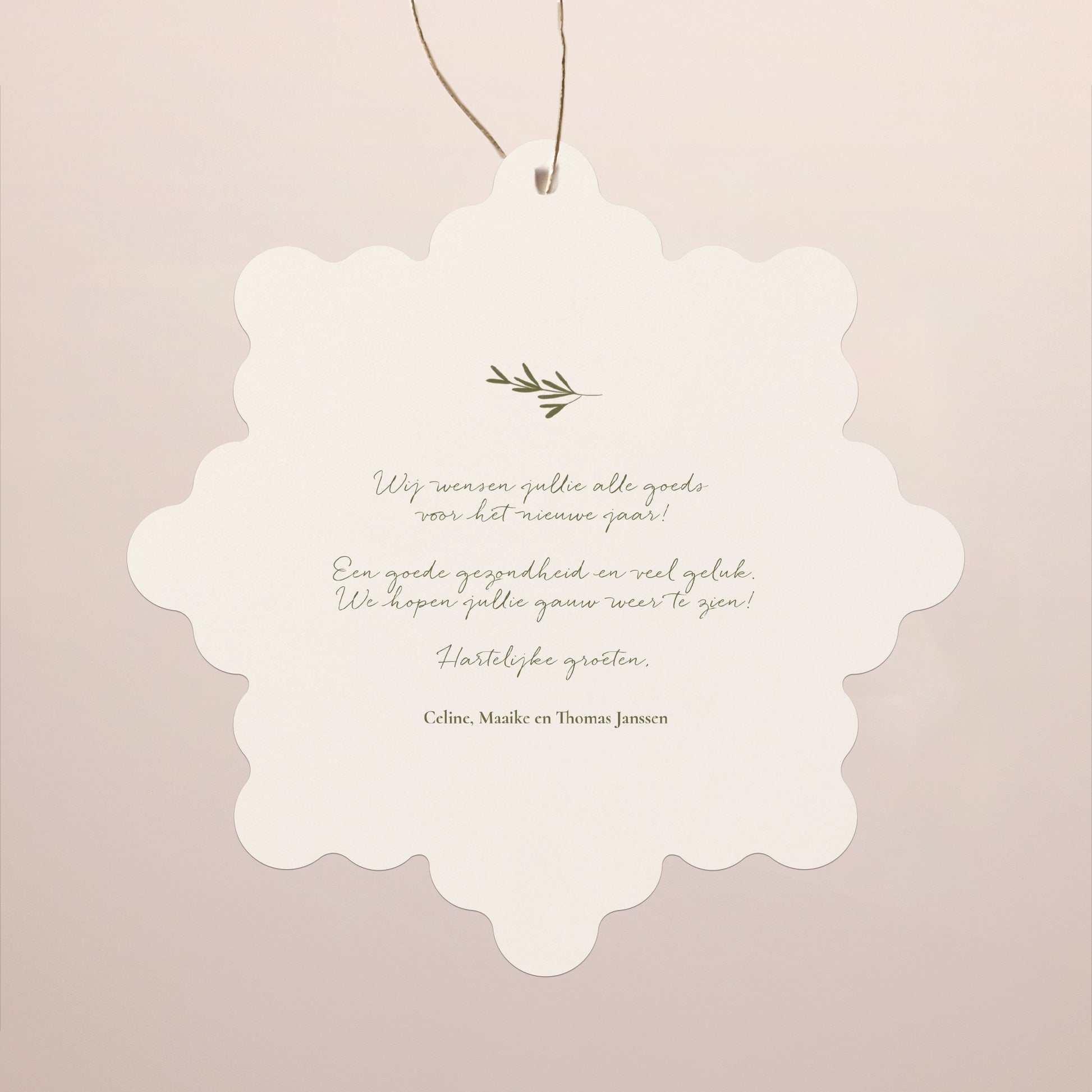 Kerstkaart Eindejaar Sneeuwvlok om op te hangen Kerstgeest II foto N° 2