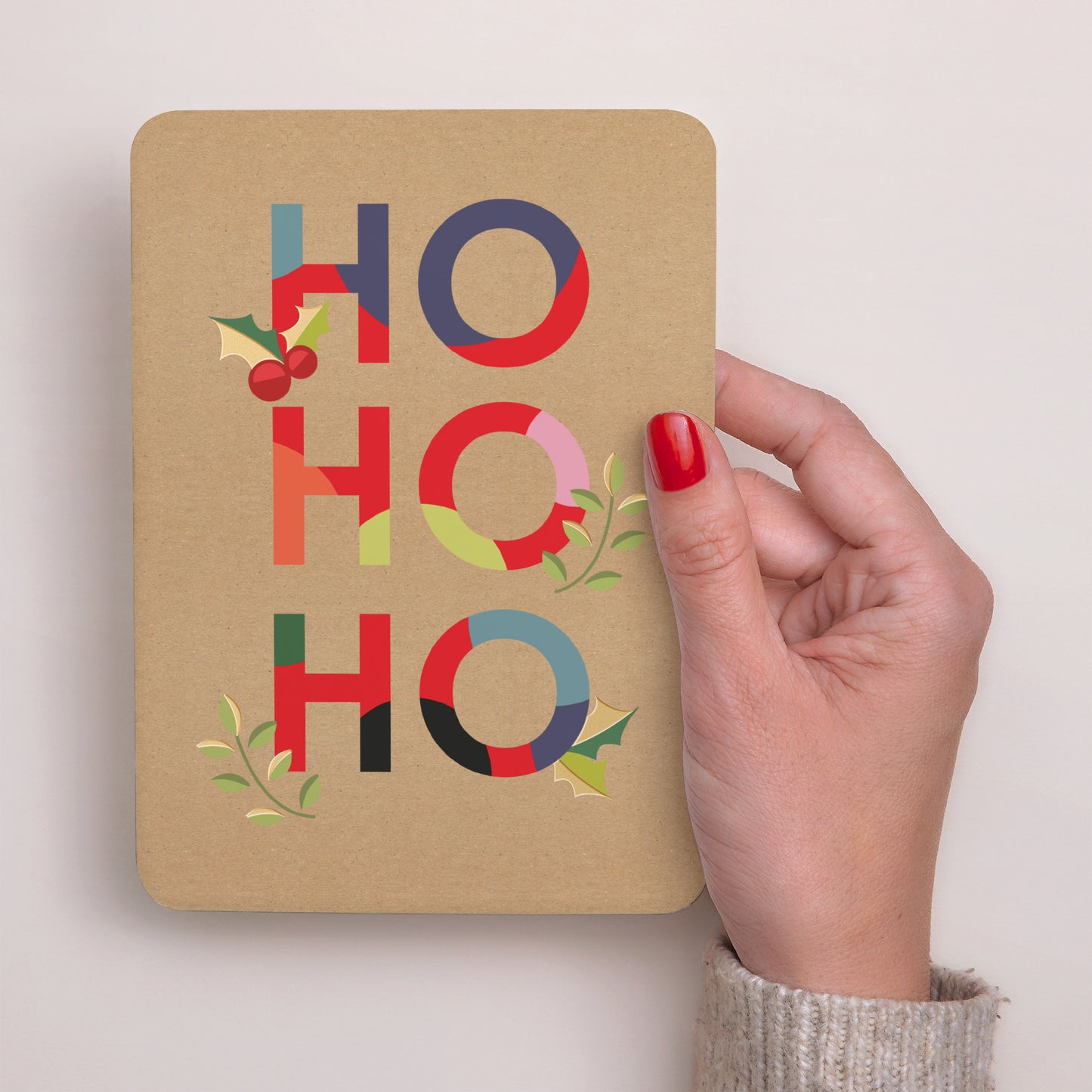 Kerstkaart Eindejaar Portret, afgeronde randen Hohoho foto N° 2