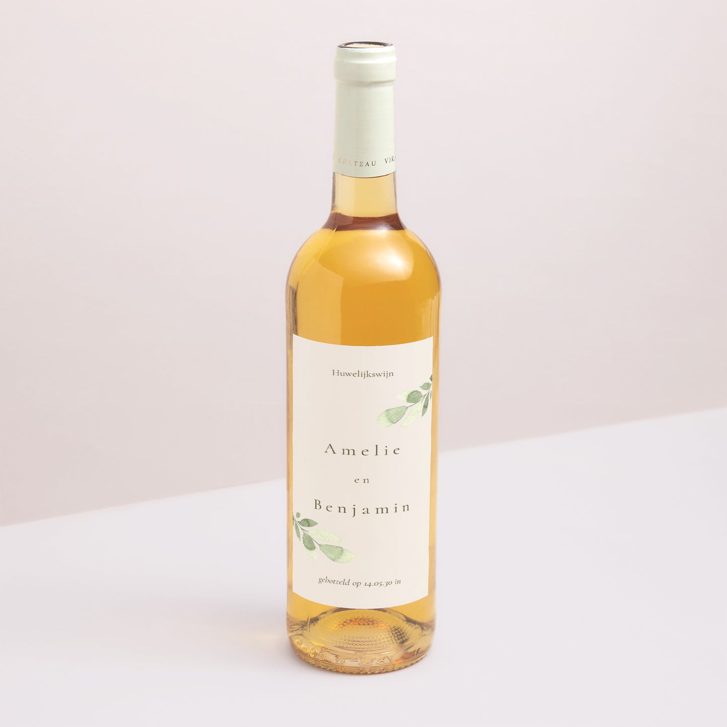 Flesetiket Huwelijk Portret Plantaardig, goudglitter foto N° 1