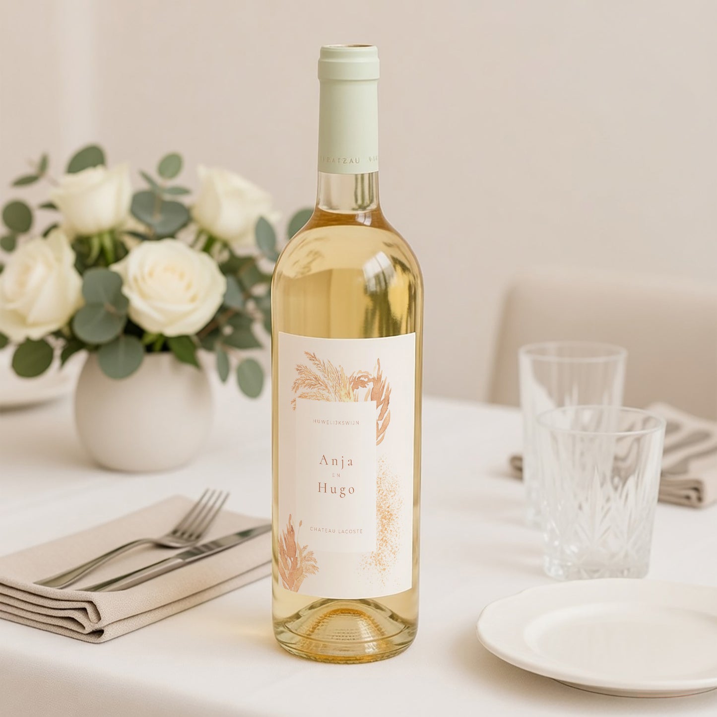 Flesetiket Huwelijk Portret pampa, frame buiten het midden foto N° 2