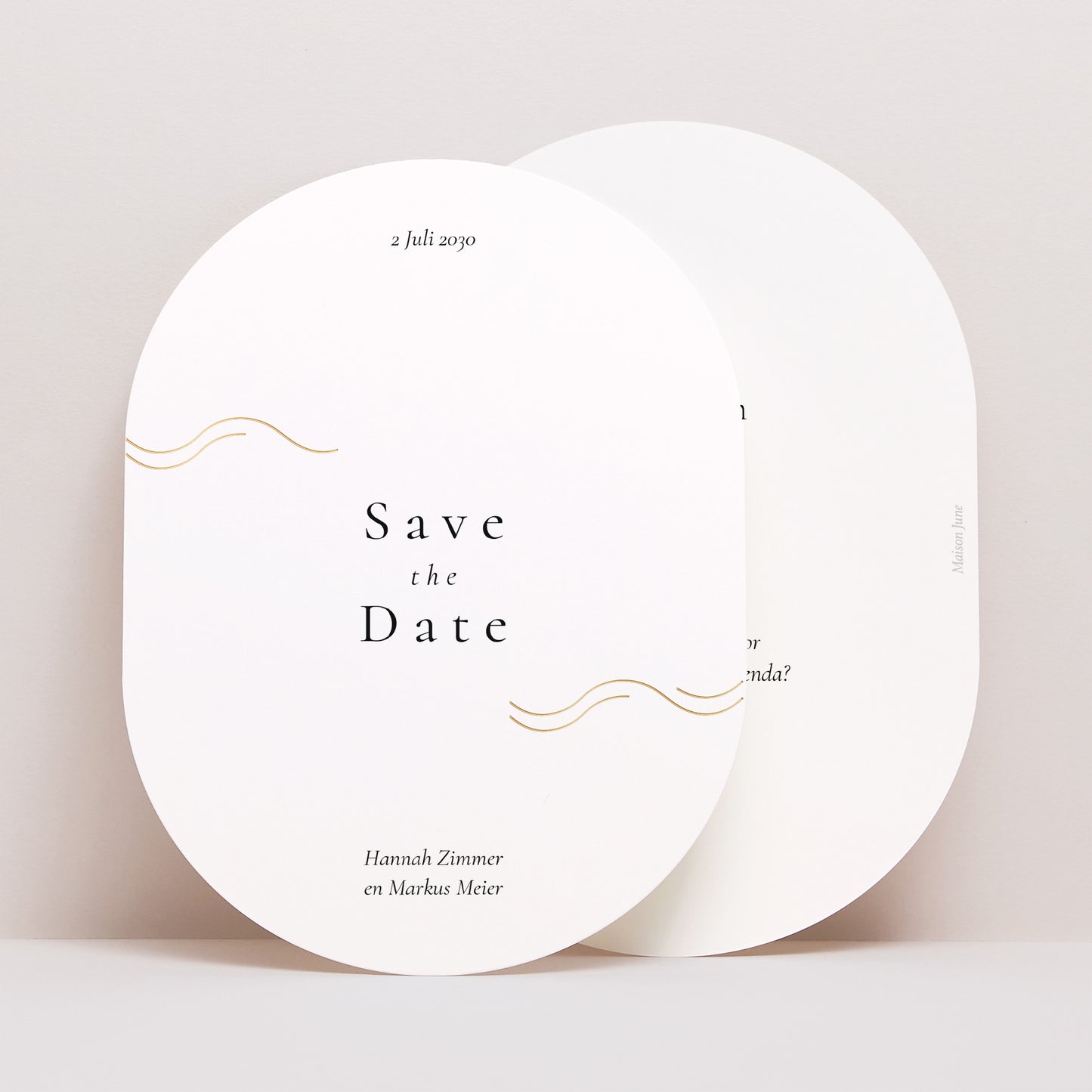 Save the date kaart Huwelijk Ovaal Rimpelingen van liefde foto N° 1