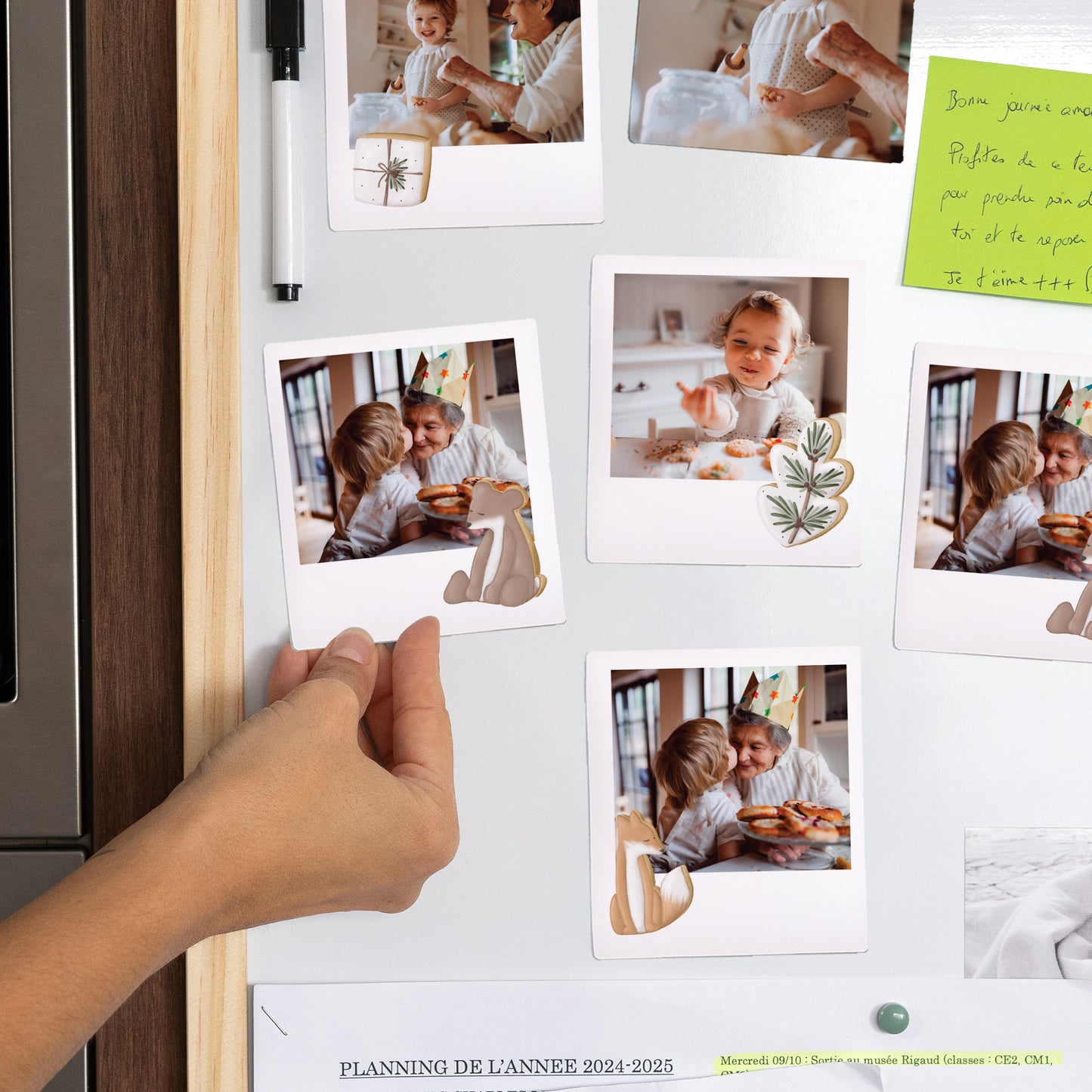 Fotoprint Eindejaar Set van 12, magnetisch Winterkoekje foto N° 2