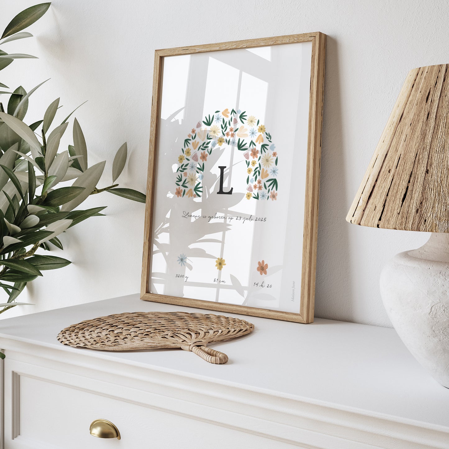 Poster Geboorte Portret Lentebloem Strik foto N° 5