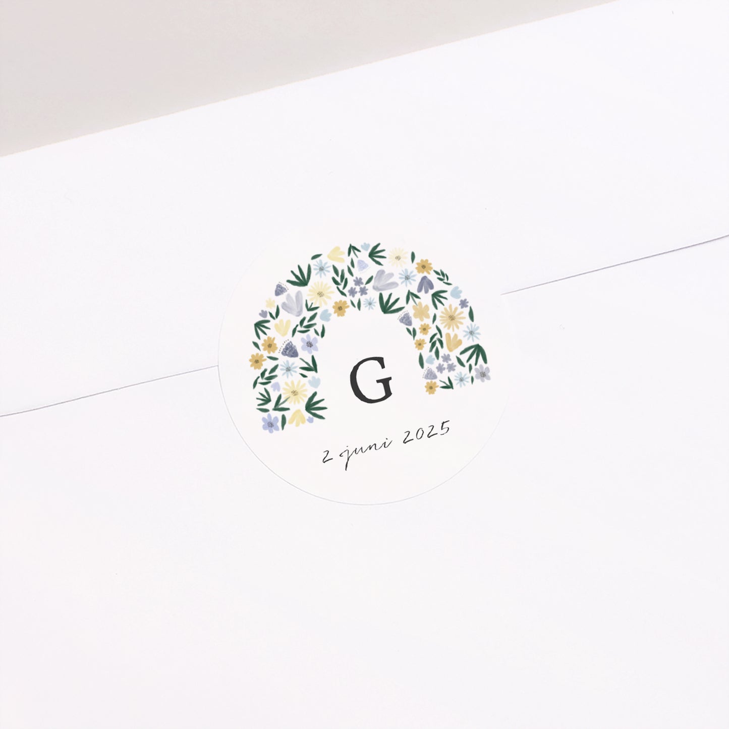 Sticker Geboorte Cirkel Arc en fleurs Bleuté foto N° 1