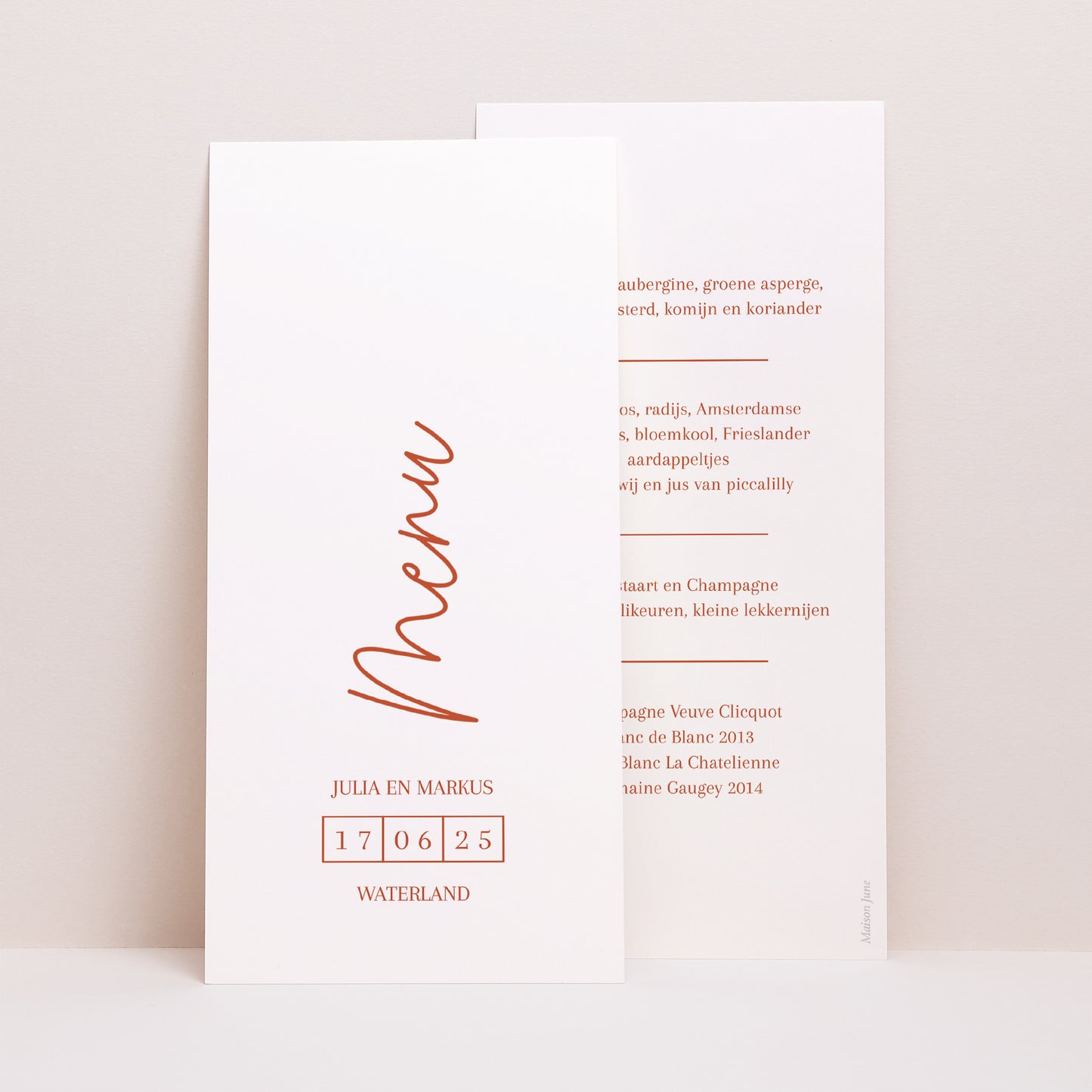 Menukaart Huwelijk Panoramisch portret Elegante typografie foto N° 1