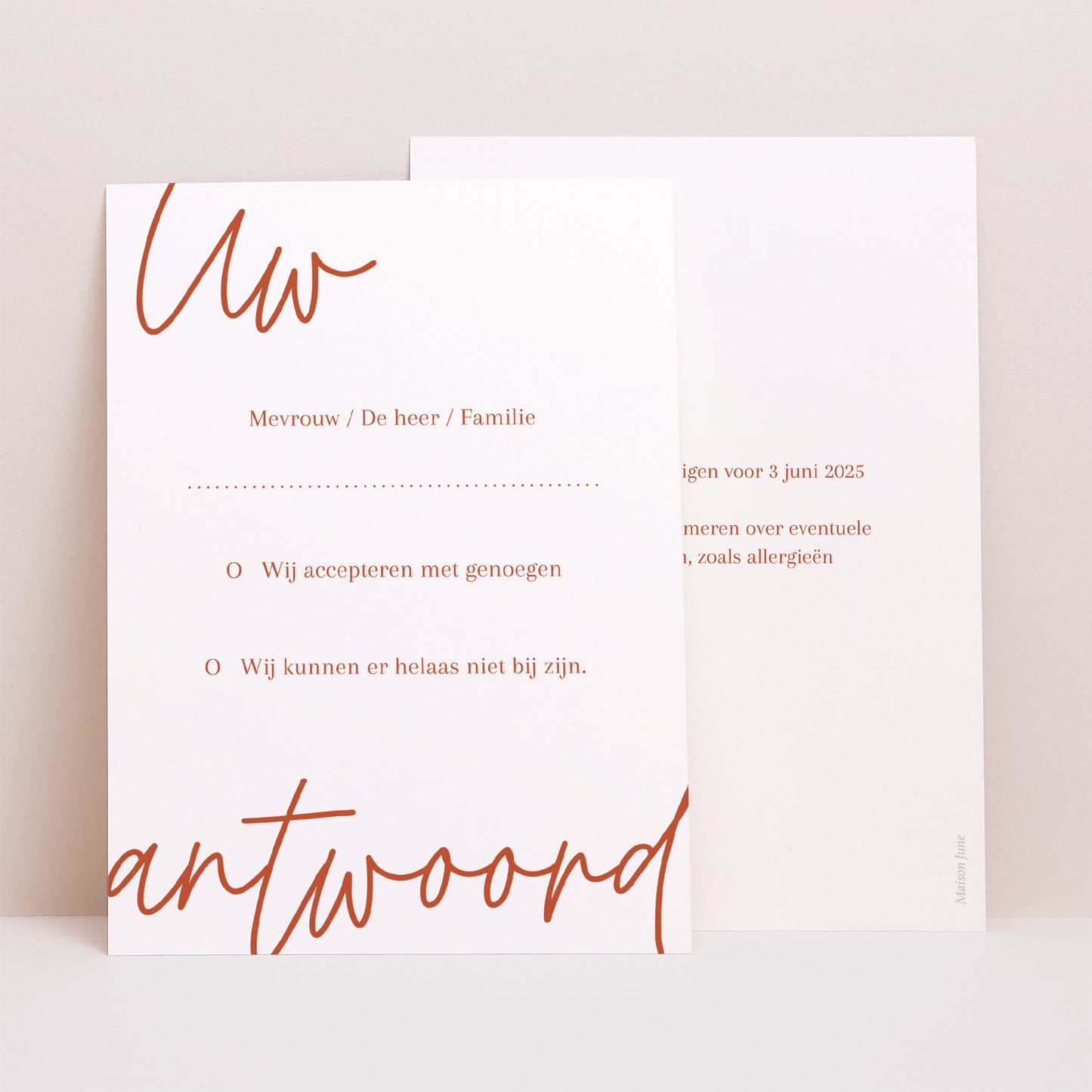 RSVP kaart Huwelijk Portret Elegante typografie foto N° 1