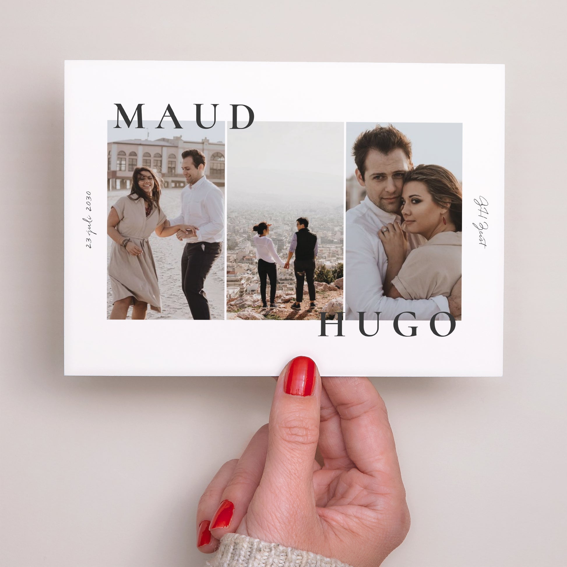 Uitnodigingskaart Huwelijk Landschap Trio & Typo foto N° 3