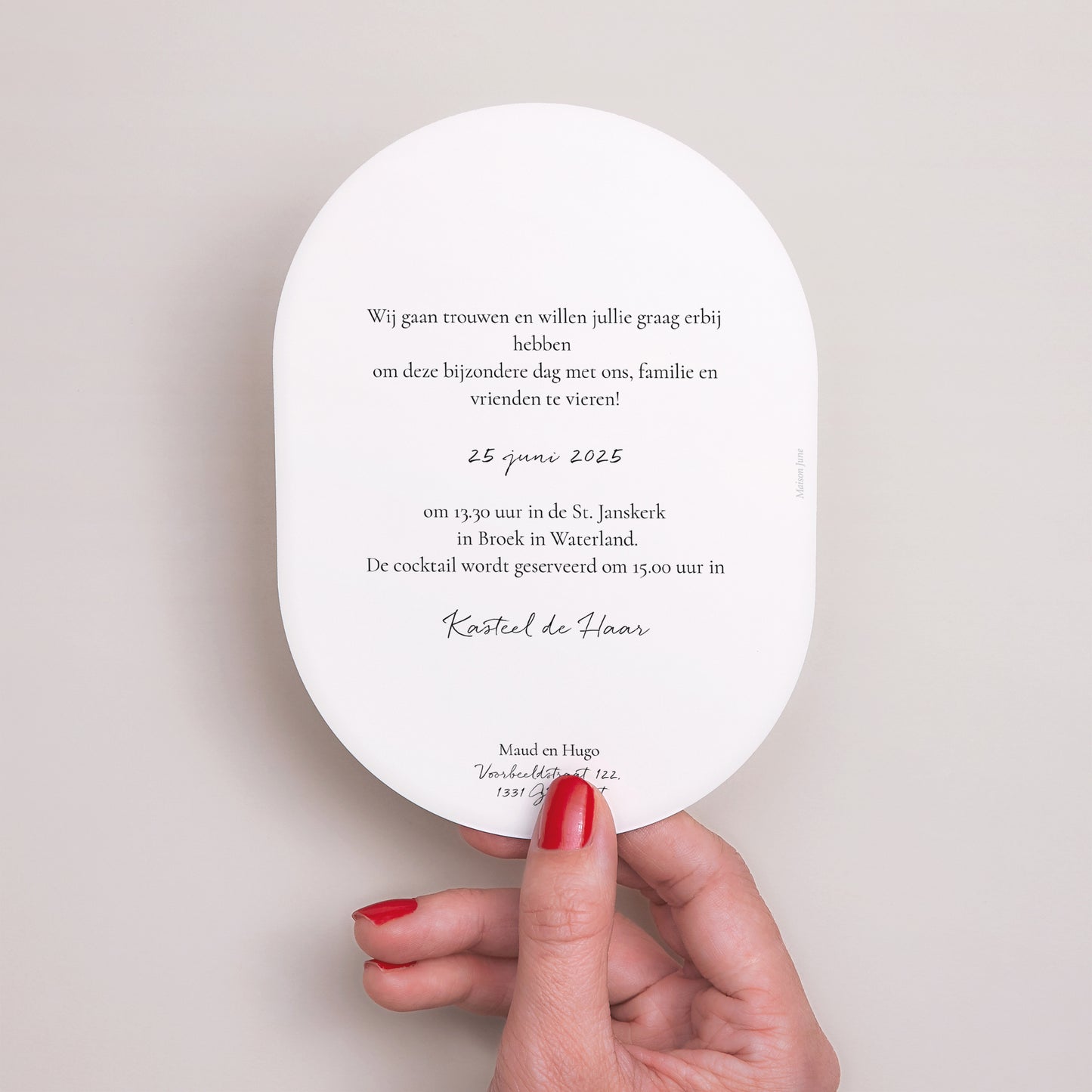 Uitnodigingskaart Huwelijk Ovaal Alliance Végétale foto N° 3