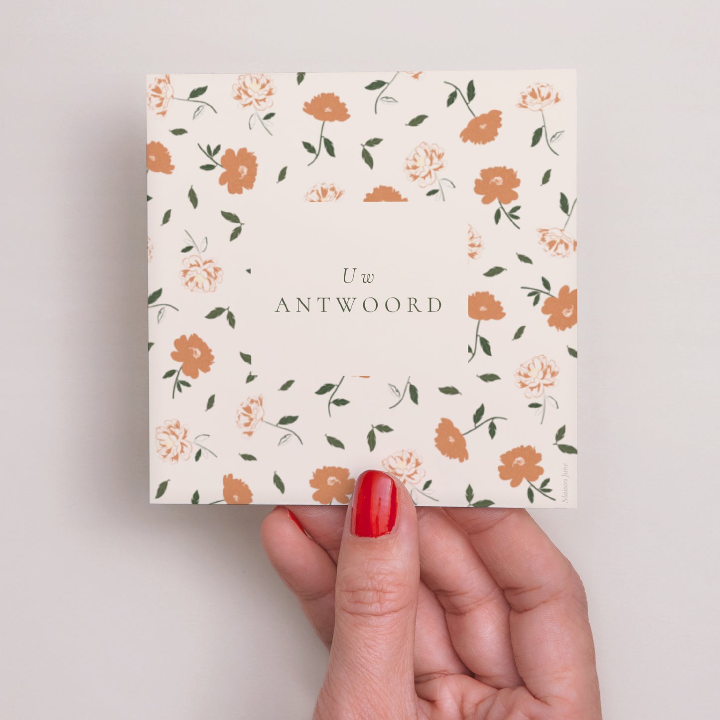 RSVP kaart Huwelijk Vierkant Liberty Poudré foto N° 3