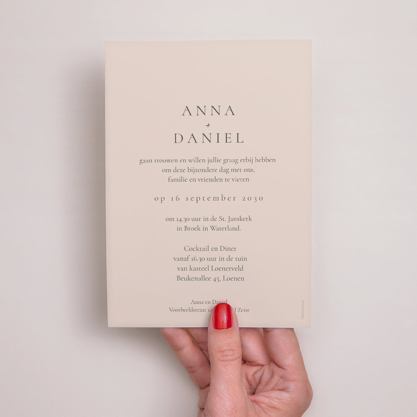 Uitnodigingskaart Huwelijk De vereniging van de olijfboom foto N° 3