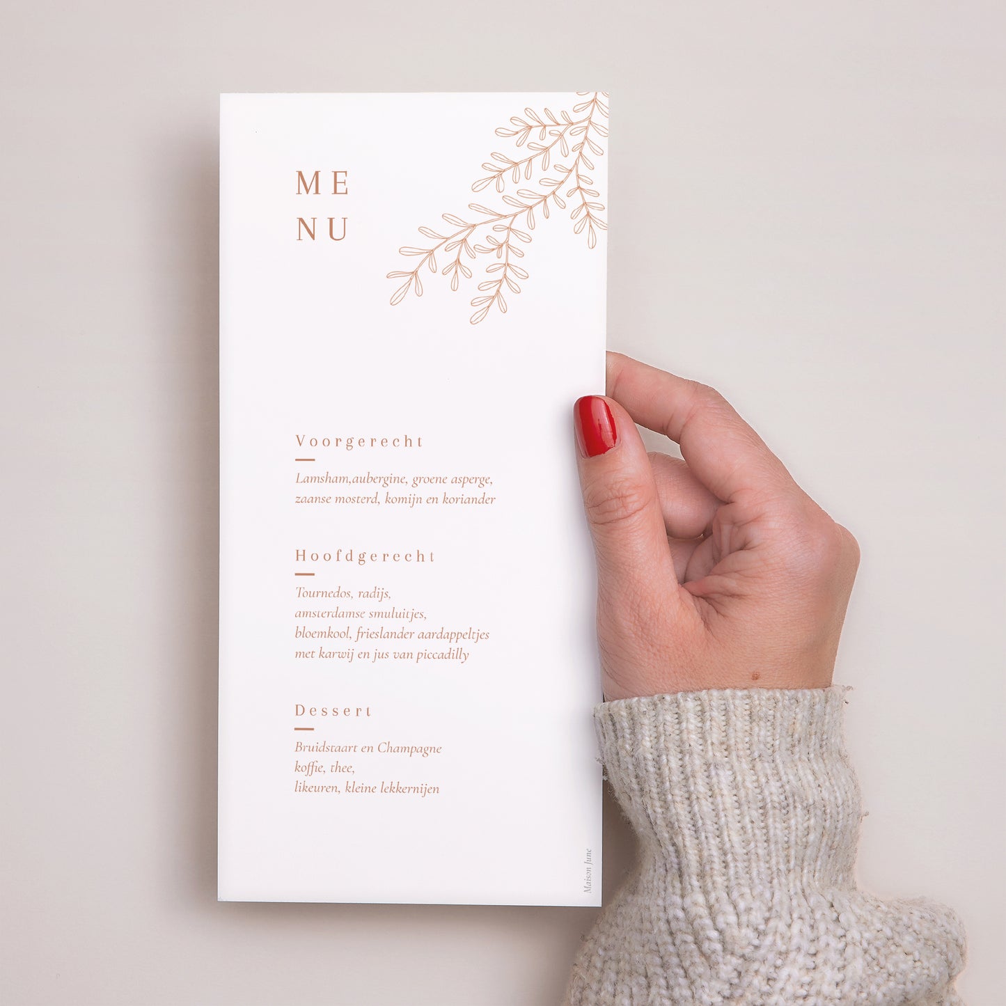 Menukaart Huwelijk Panoramisch portret Végétal Corail foto N° 3