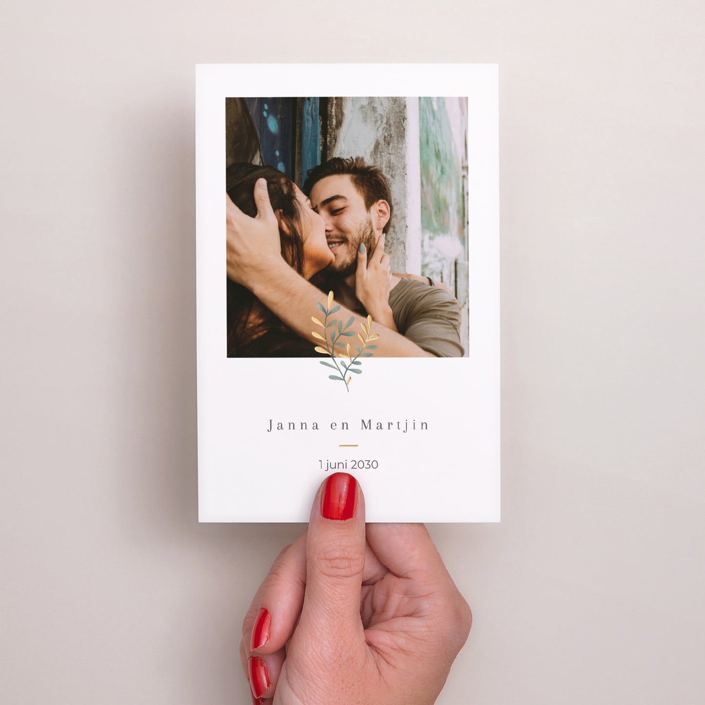 Save the date kaart Huwelijk Portret Gouden zoetheid foto N° 2