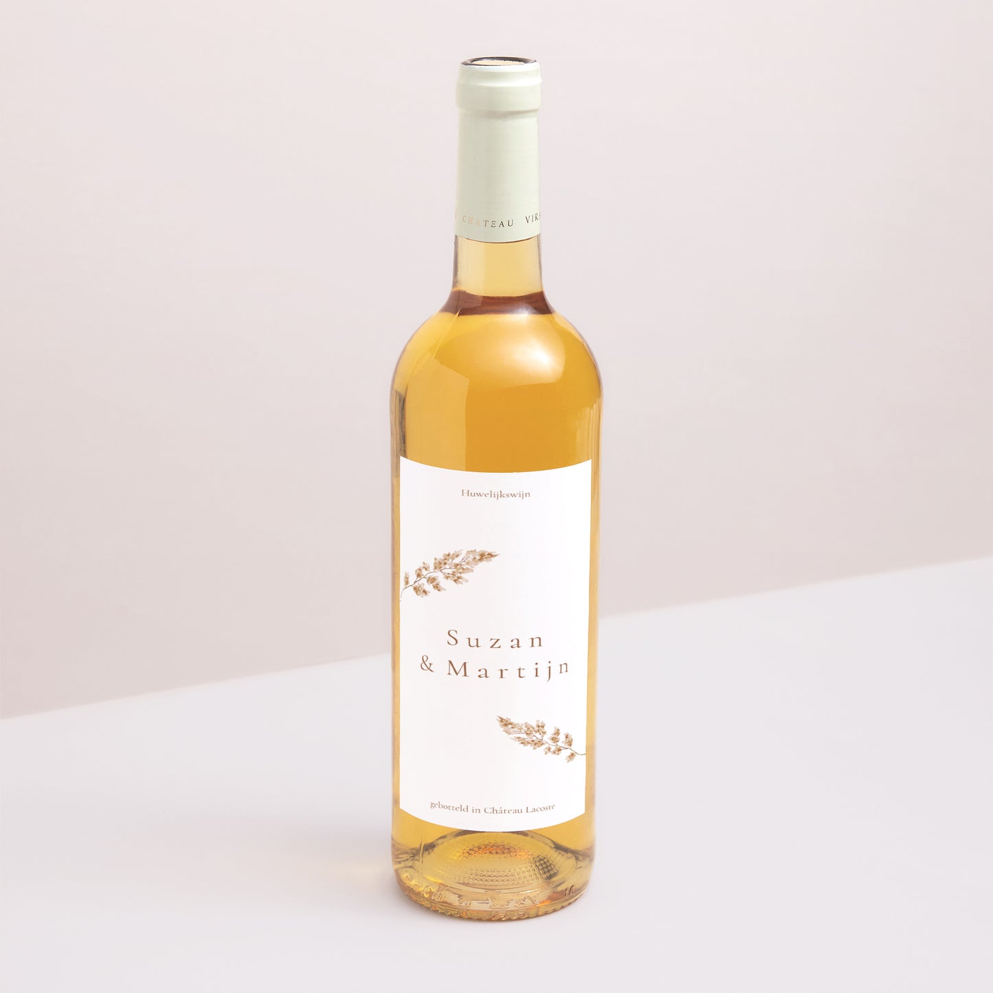 Flesetiket Huwelijk Portret champêtre crème chic foto N° 1