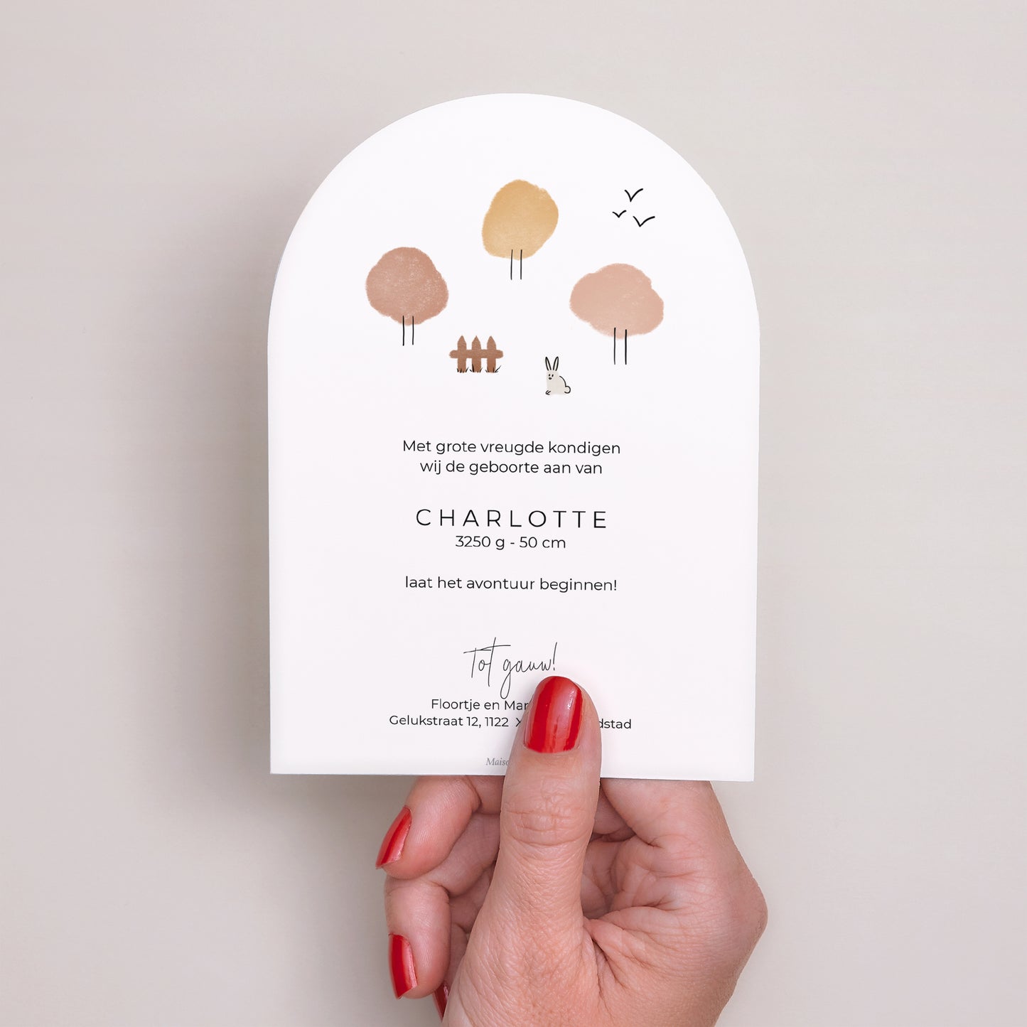 Uitnodigingskaart Geboorte Kleine boog Getekend konijn foto N° 3