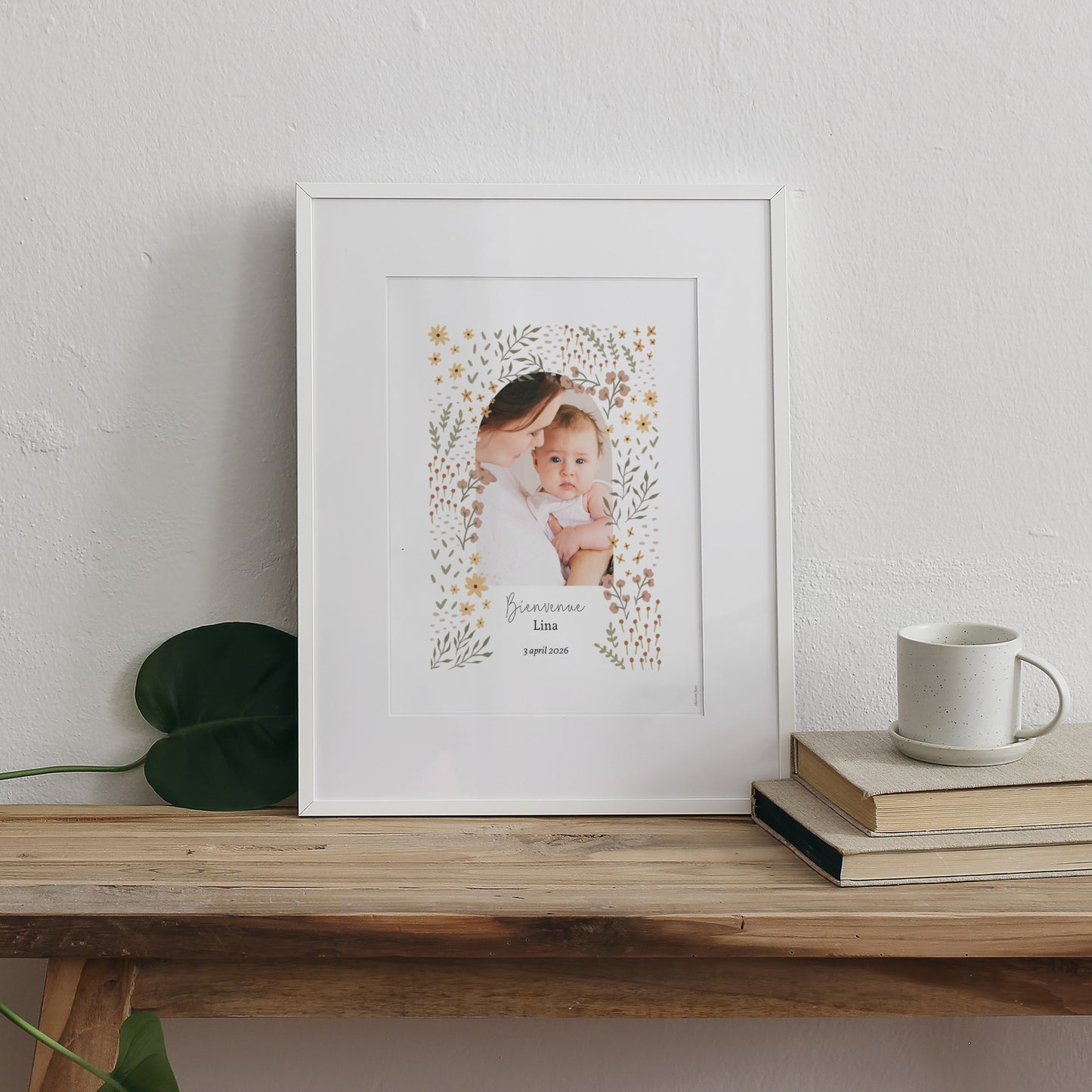 Poster Geboorte Portret Kleine bloemen foto N° 3