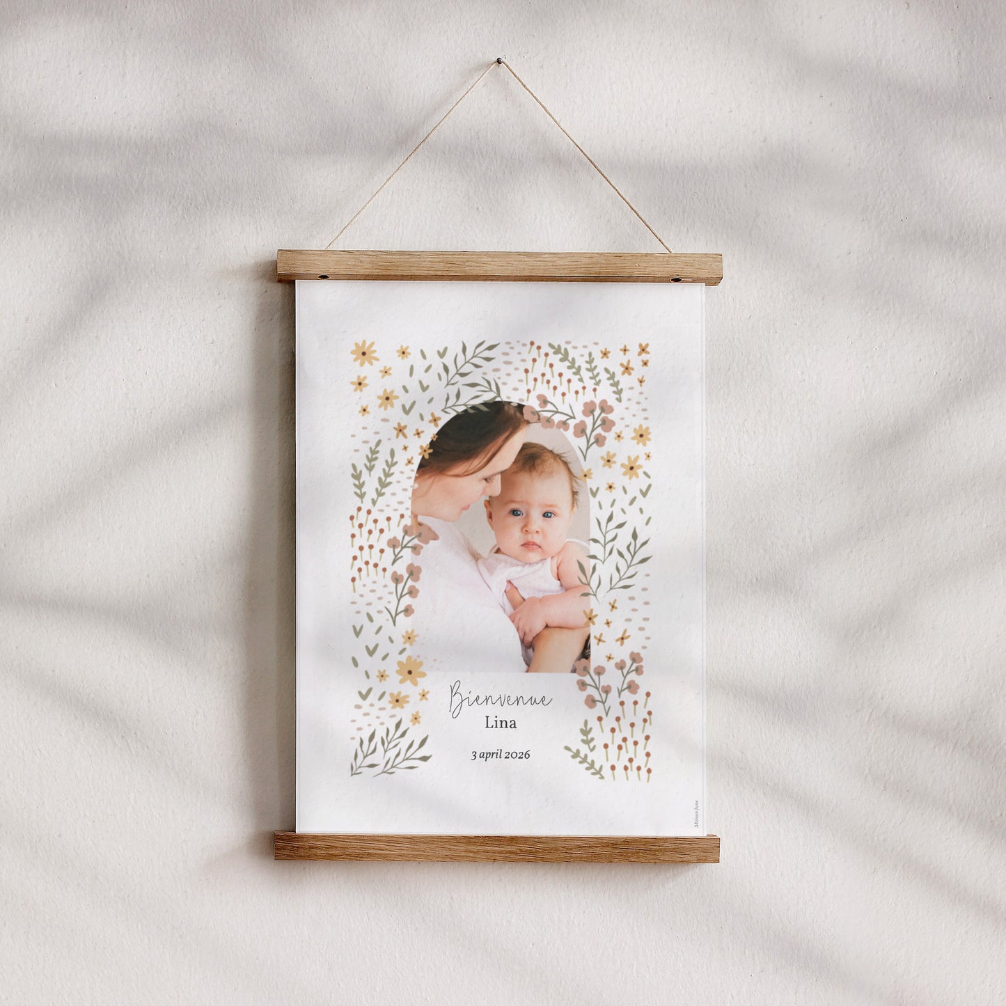 Poster Geboorte Portret Kleine bloemen foto N° 4