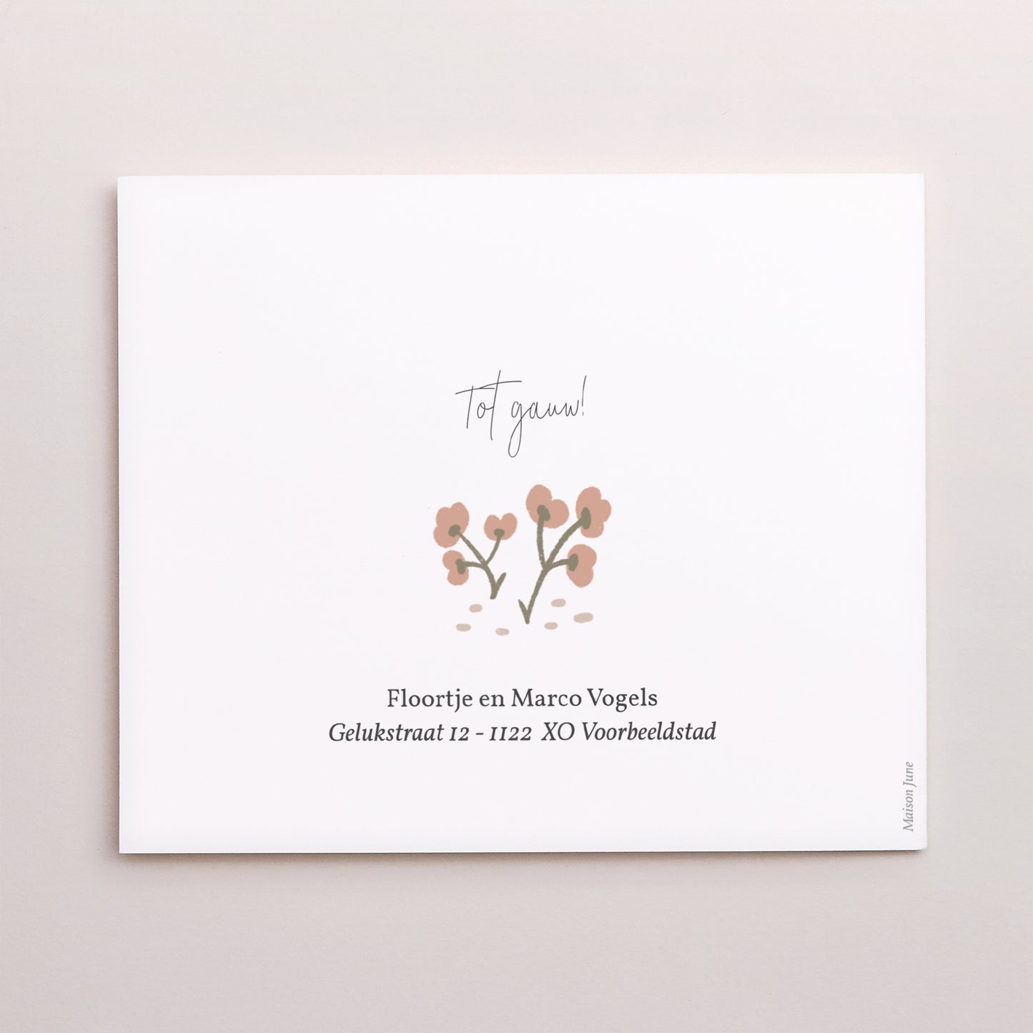 Bedankkaart Geboorte Twee asymmetrische panelen Kleine bloemen foto N° 3