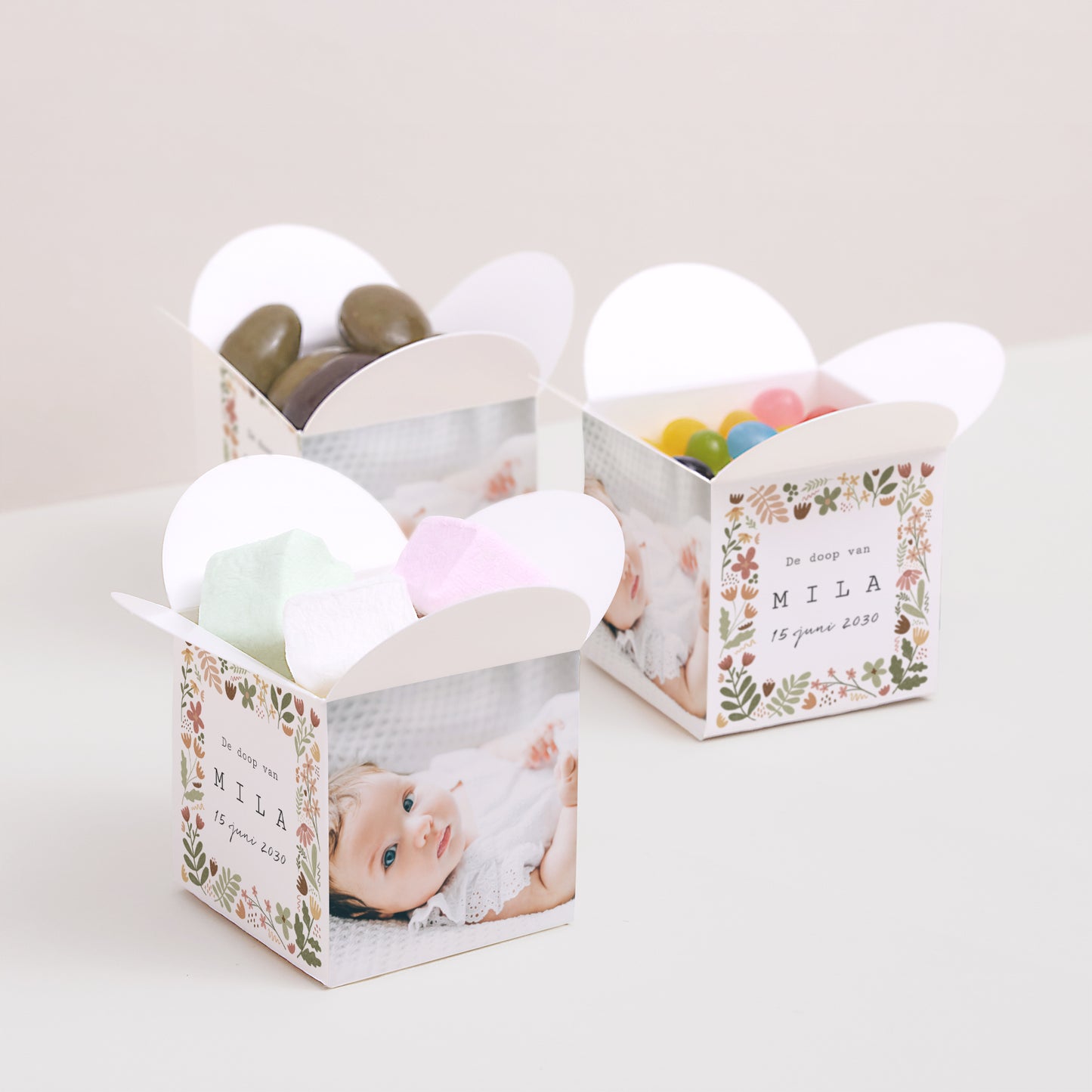 Doosje voor suikerbonen Doop Vlinderklep opening Liberty Fotolijst foto N° 3